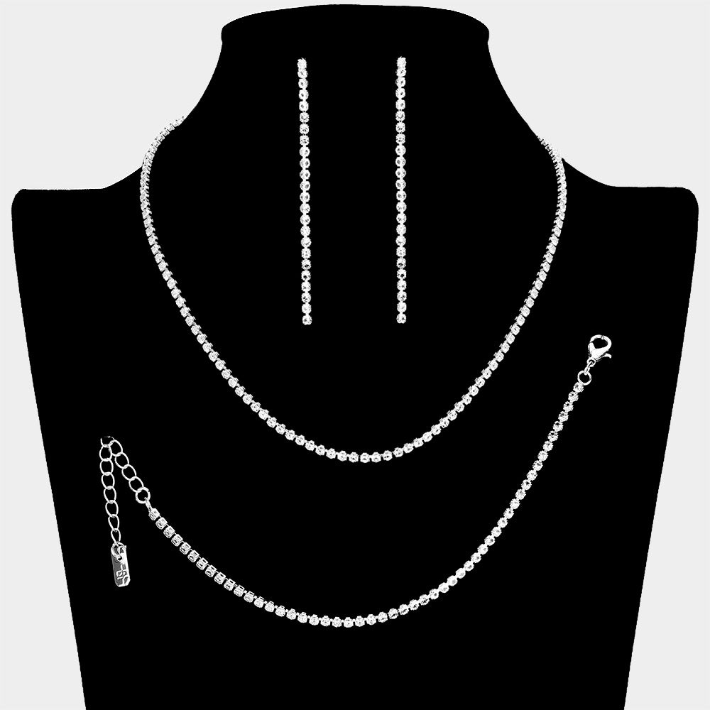 Sparkling Clear Rhinestone Jewelry Set for Women - Elegant Necklace & Earrings Combo for Prom, Homecoming, Wedding & Special Occasions | Perfect Gift for Her | 618395