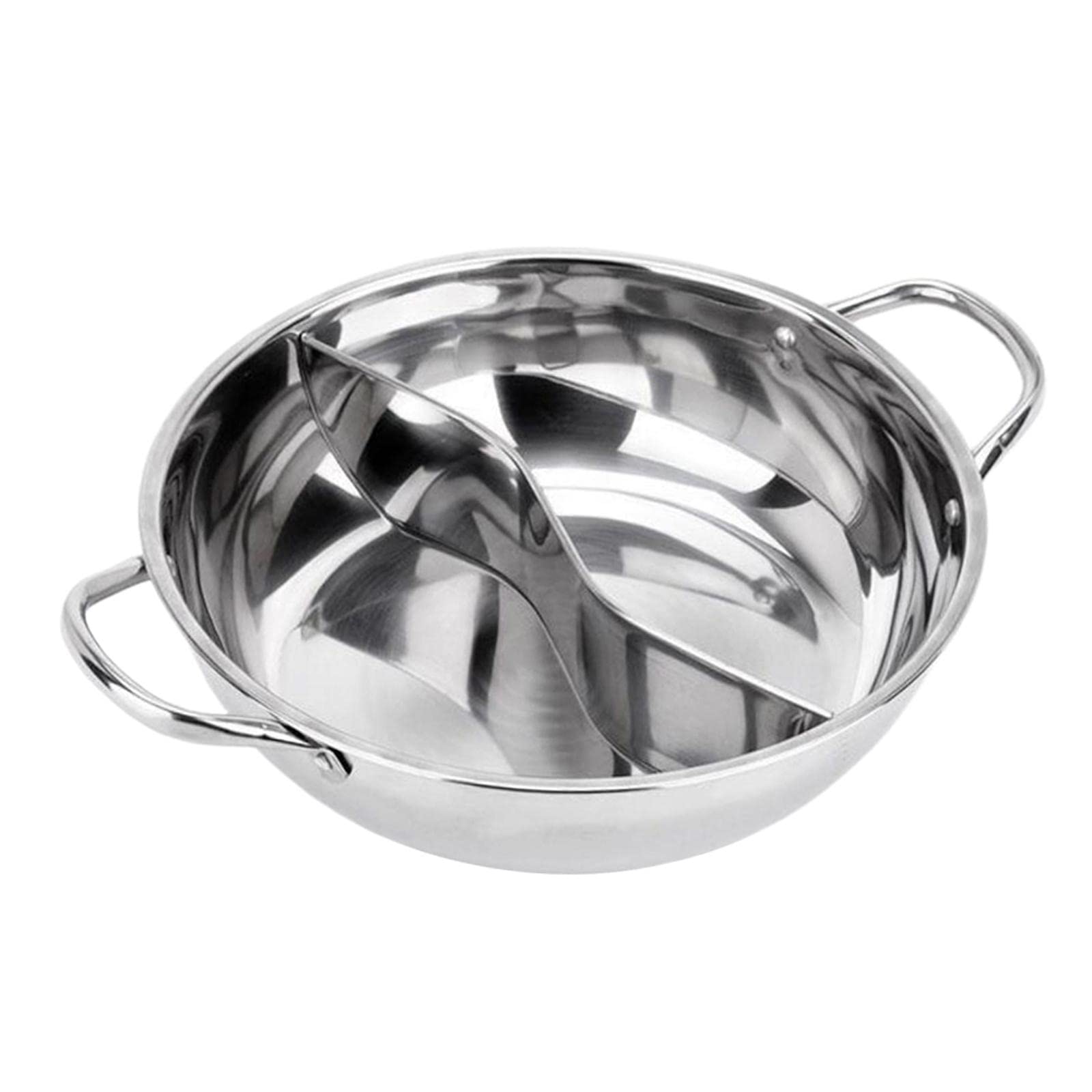 Premium Stainless Steel Chinese Hot Pot with Dual Cooking Zones - 30cm Silver Kitchen Cookware for Home & Restaurant Use | Perfect for Family Gatherings & Asian Cuisine
