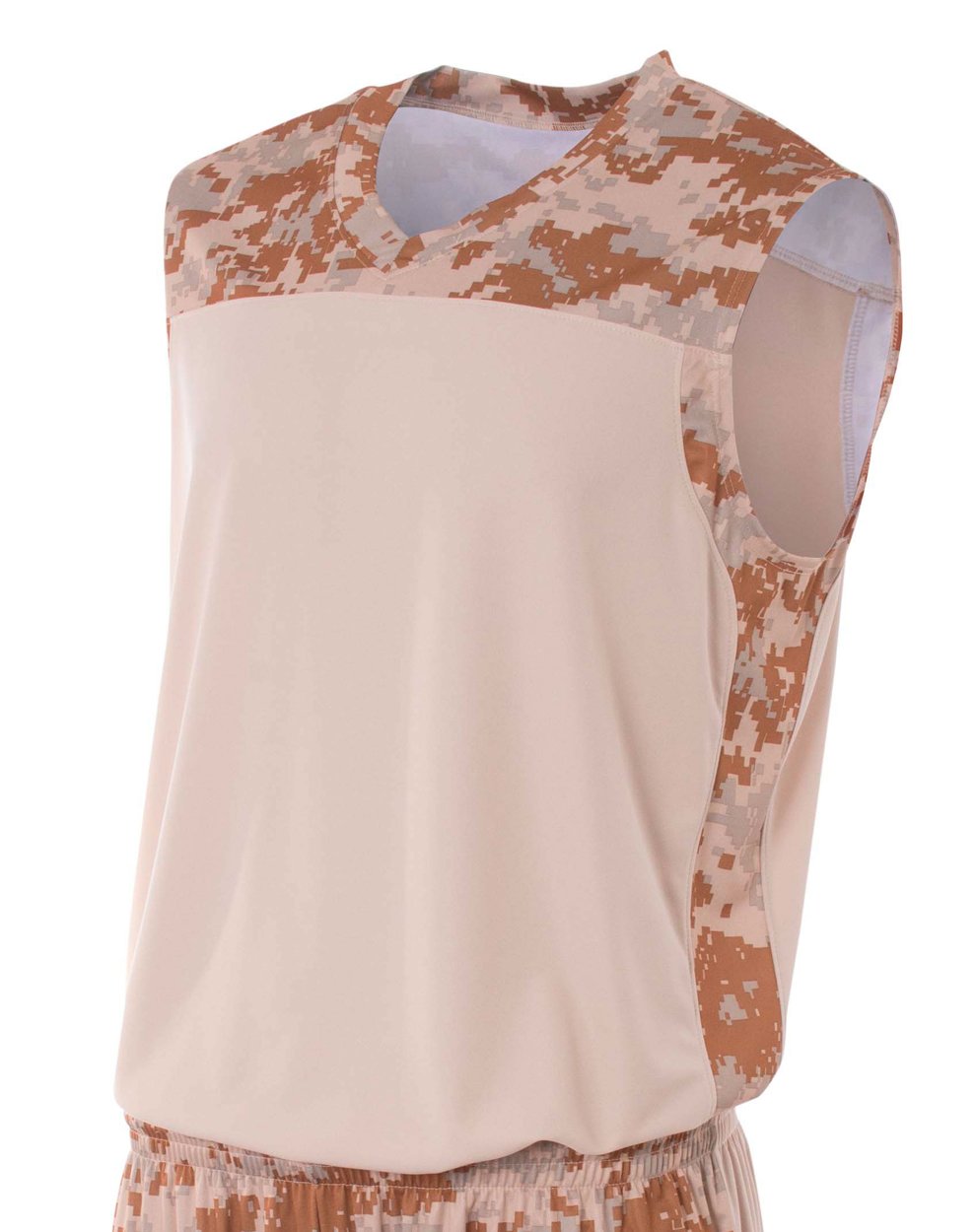 Men's A4 Printed Camo Performance Muscle Shirt - Small Size, Sand Camo - Gym Workout, Running & Outdoor Activities