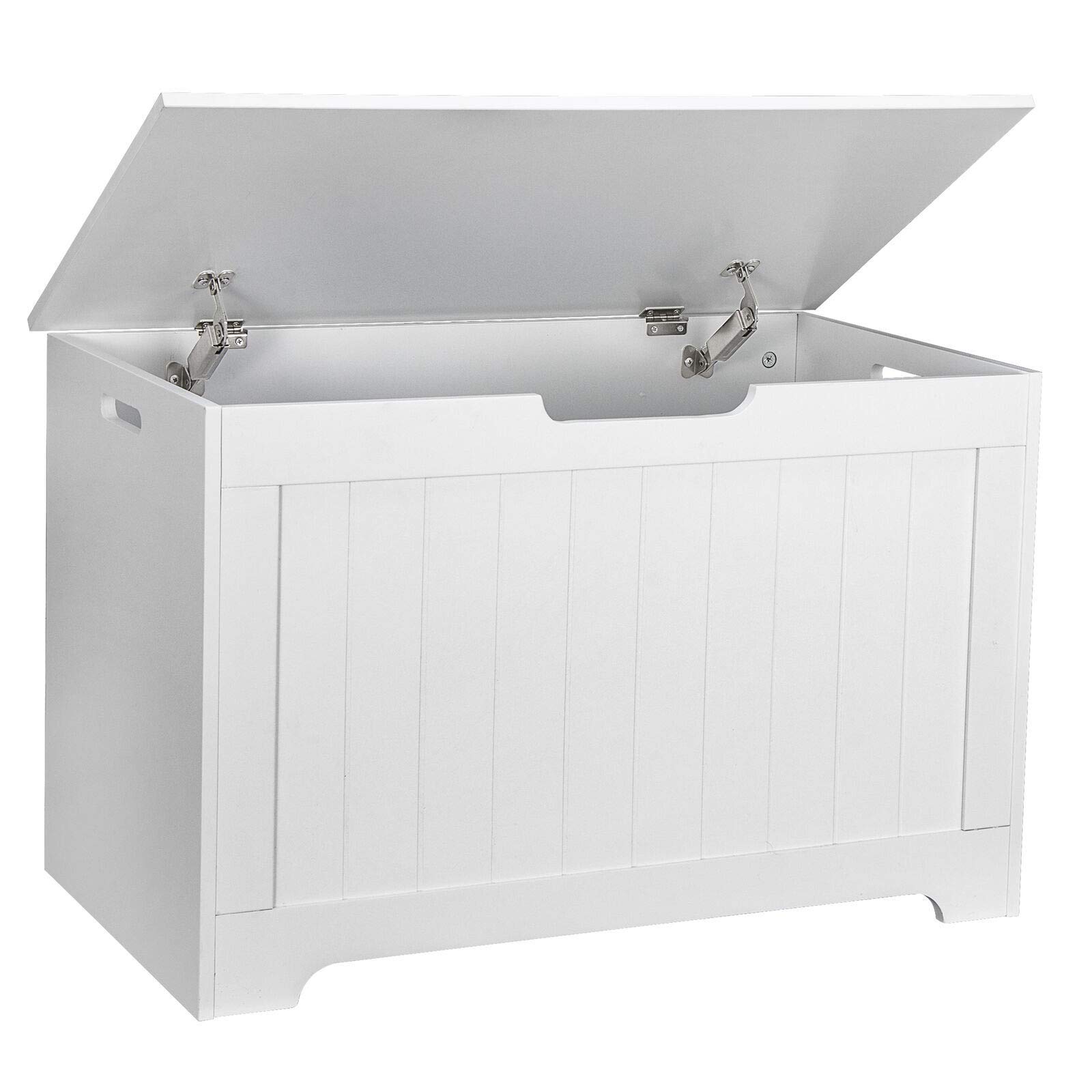 White MDF Toy Storage Box with Lift-Up Lid & 2 Safety Hinges - Kids Room Organizer, Nursery Toy Chest, Playroom Storage Solution