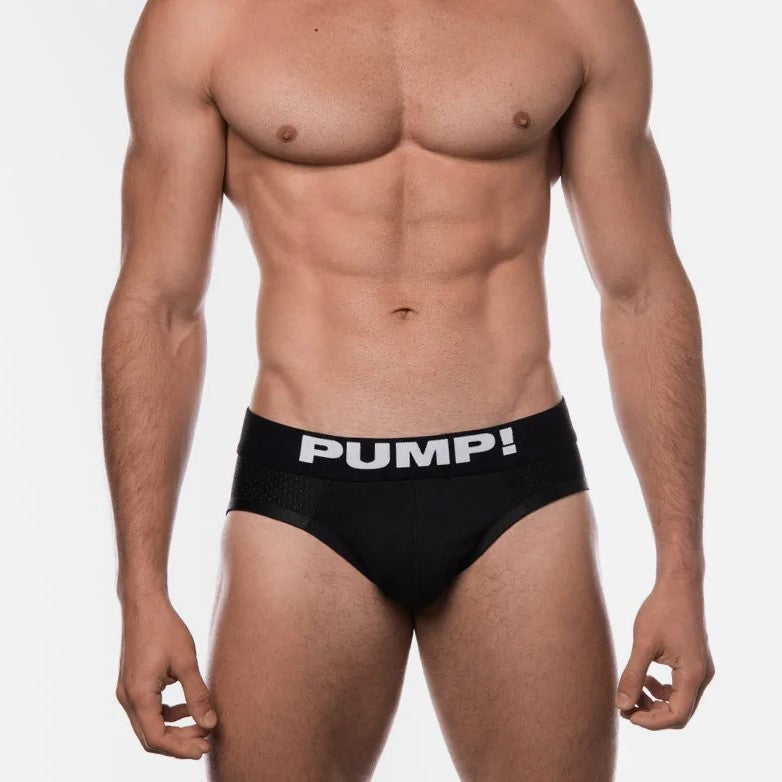 PUMP! Men's Classic Black Mesh Brief Underwear - Breathable & Comfortable for Everyday Wear, Gym, and Sports