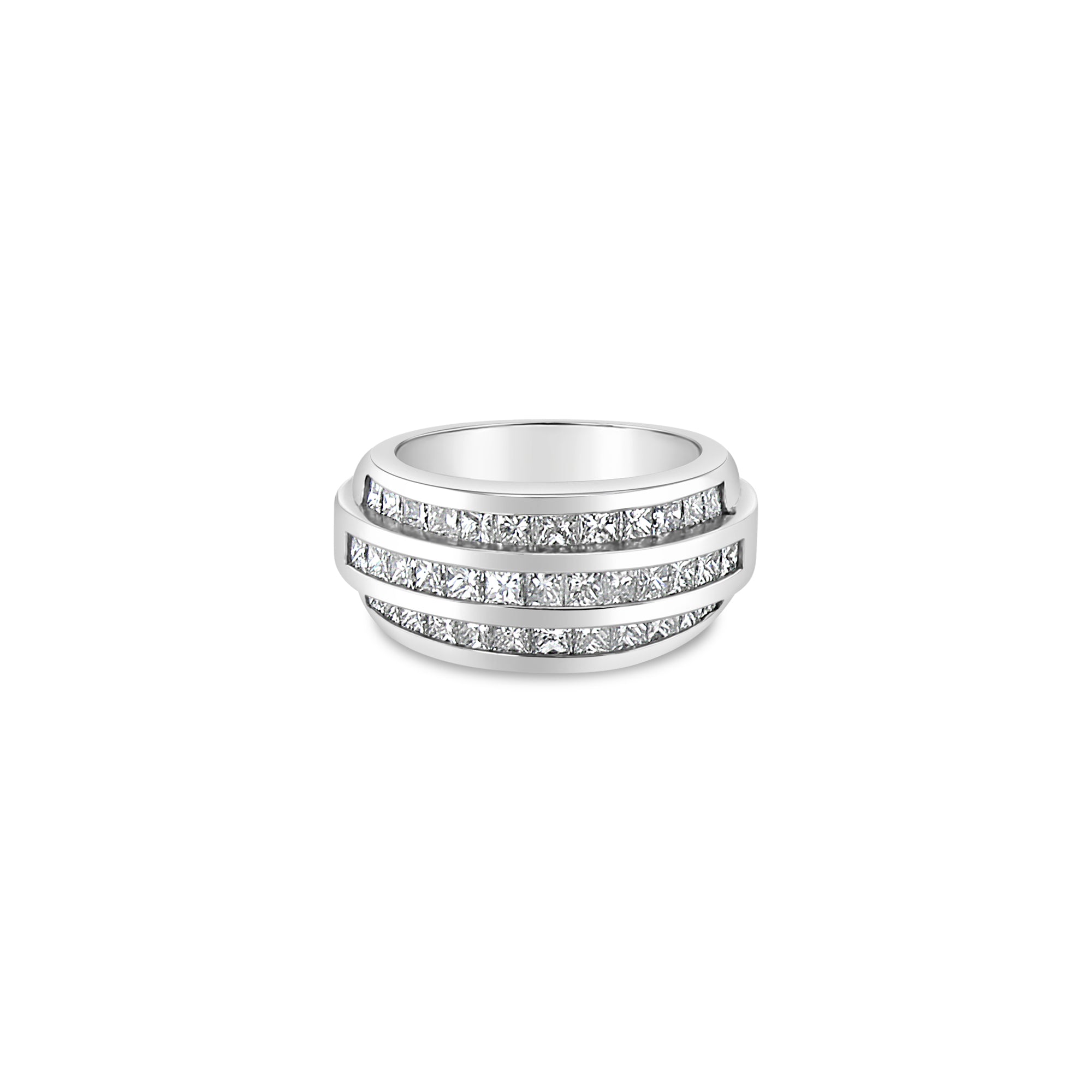 2.22ct Three Row Princess Cut Diamond Ring in 14k White Gold - Elegant Statement Jewelry for Weddings, Anniversaries & Special Occasions