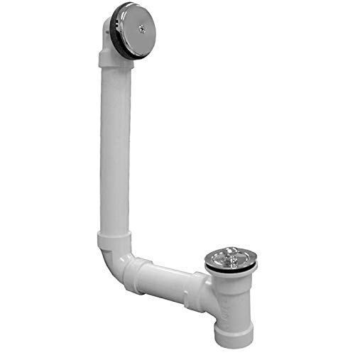 Schedule 40 PVC One-Hole Chrome Plated Brass Lift & Turn Direct T-Waste Kit with Pipe & Elbow - Perfect for Bathroom Sink Drain Installation and Plumbing Repairs