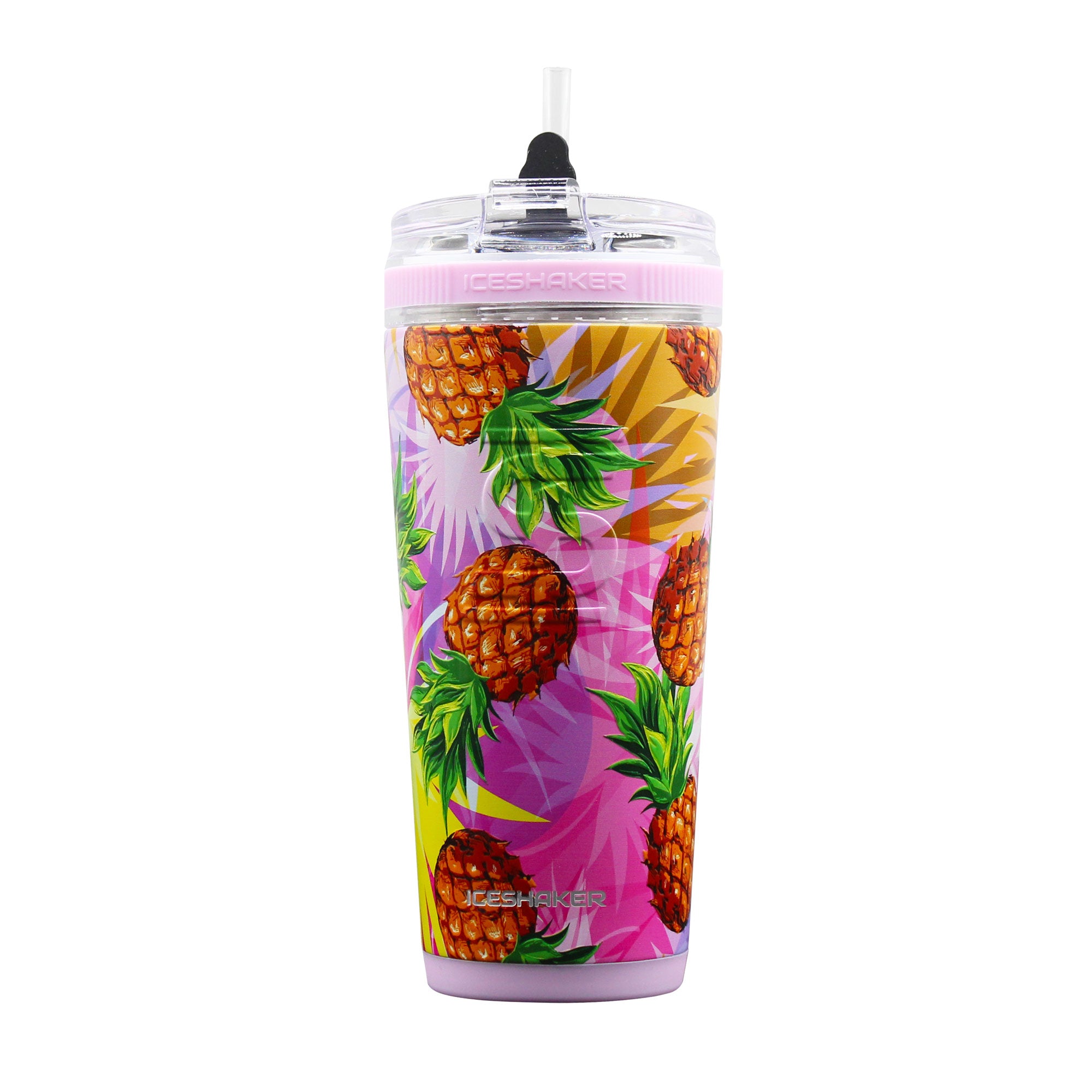 26oz Flexible Water Bottle with Pineapple Design - Leak Proof, BPA Free, Perfect for Gym, Hiking & Outdoor Activities