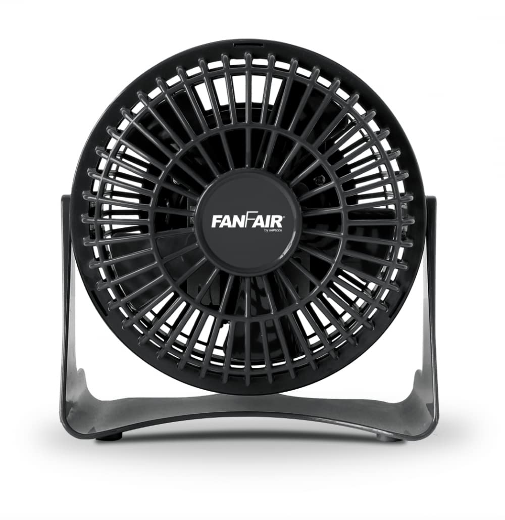 FanFair 4 Inch Mini High Velocity Personal Fan - Ultra Quiet Cooling, Adjustable Tilt for Bedroom, Office & Home Use - Perfect for Desk, Nightstand or Floor - Black
