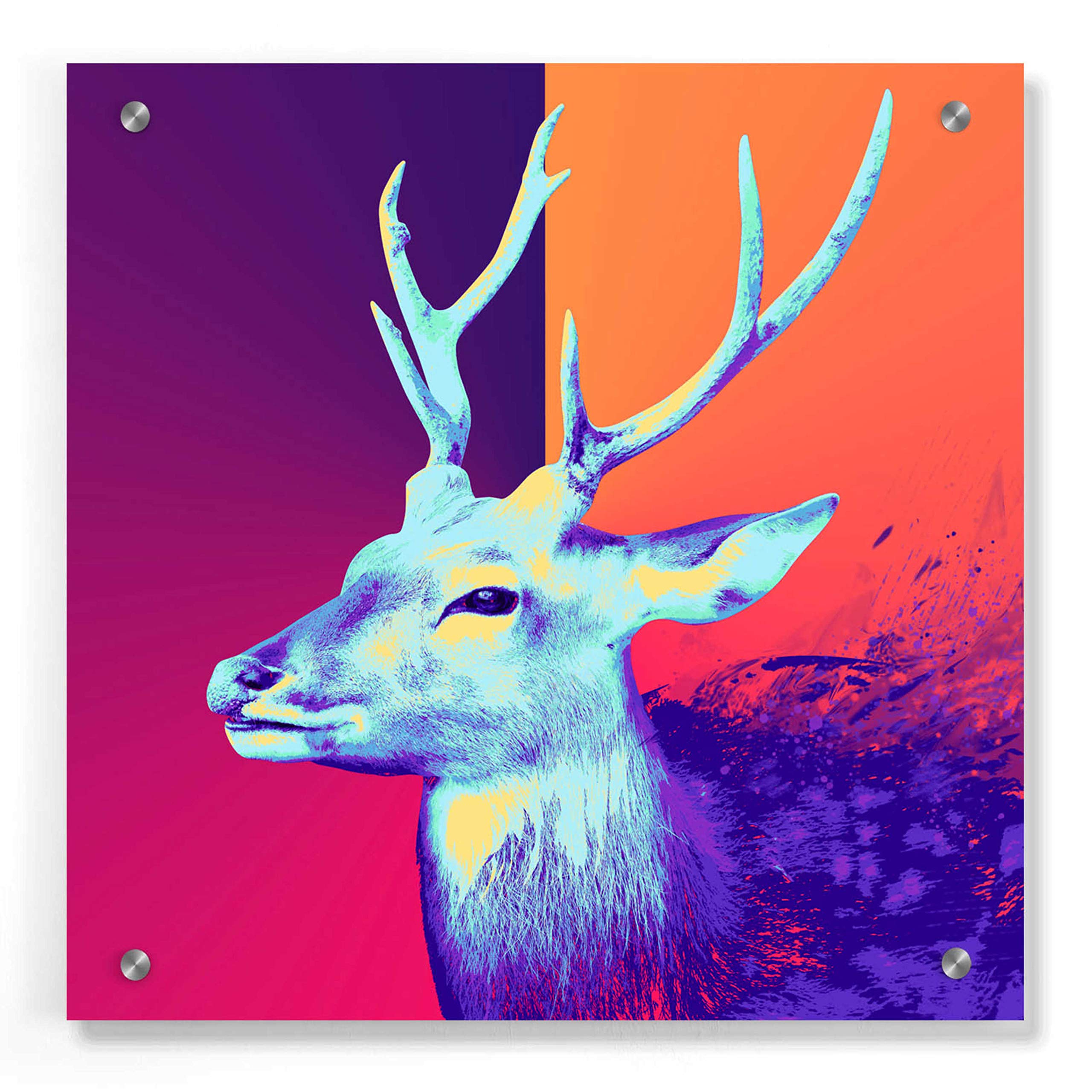 Epic Art 'A Deer' - Premium Acrylic Glass Wall Decor Painting 36x36 Inches - Modern Home & Office Wall Art for Living Room, Bedroom, Dining Area