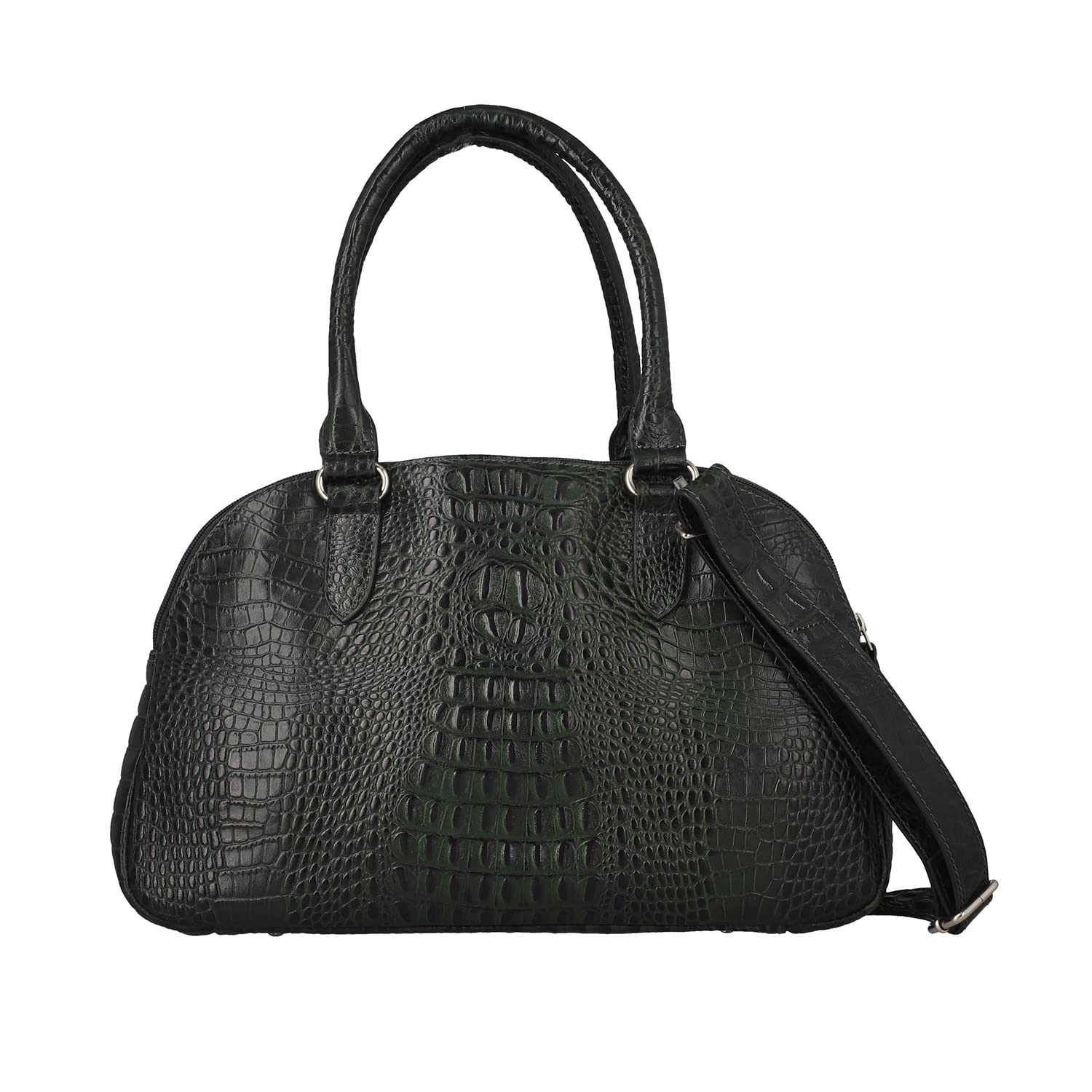 Genuine Leather Crocodile Embossed Shoulder Bag for Women - Stylish Handbag Purse with Adjustable Strap - Perfect for Work, Travel & Everyday Use