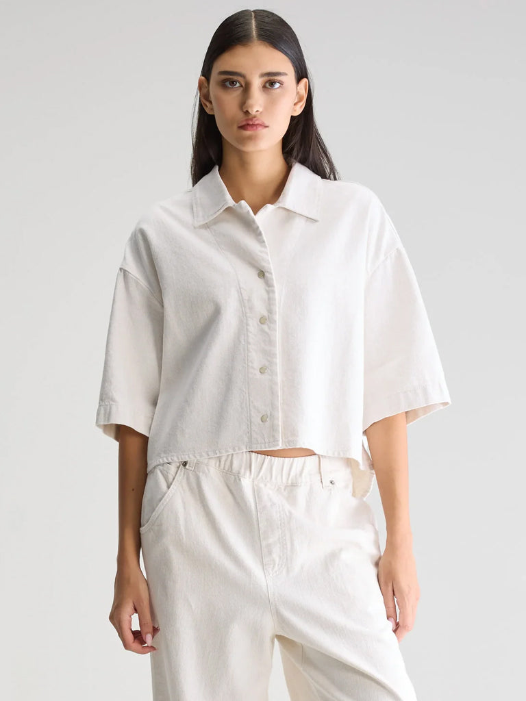 Bellerose Vintage White Pool Overshirt - Lightweight Linen Blend Shirt for Men & Women | Perfect for Beach, Poolside, and Summer Outings