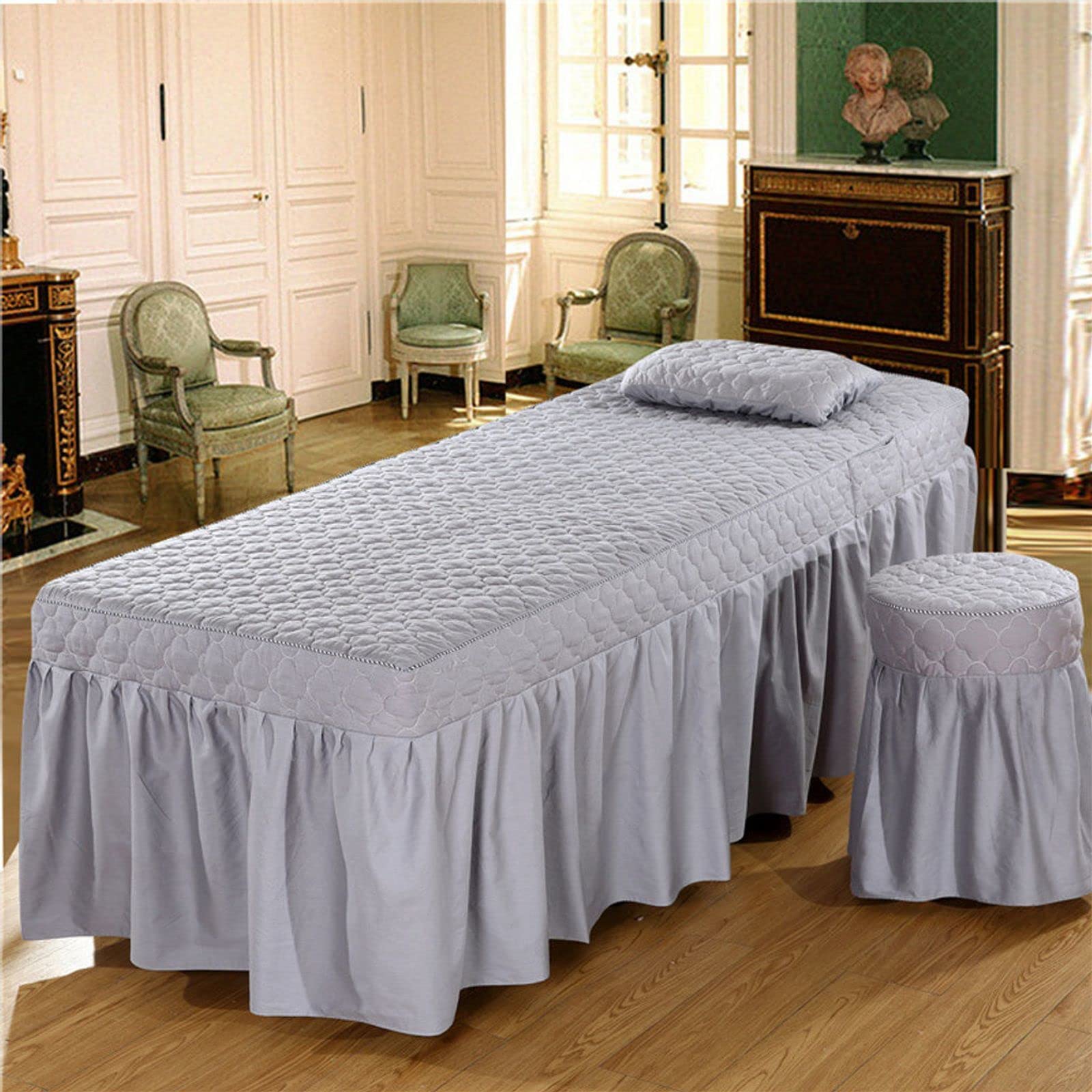 **Professional Massage Table Sheet Set - Elastic Cotton Bed Skirt & Dust Ruffle Cover for Beauty & Therapy Beds (70x185cm/28x73inch) - Perfect for Spa, Salon & Home Massage Sessions**