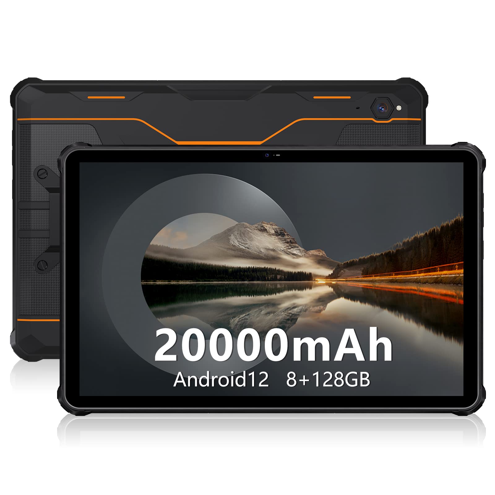OUKITEL RT2 10-inch Rugged Android 12 Tablet - 8GB RAM 128GB Storage, 20000mAh Battery, IP68/IP69K Waterproof, 4G LTE Dual SIM & 5G WiFi, 16MP Dual Camera, 33W Fast Charging - Perfect for Outdoor Adventures, Construction Sites & Extreme Conditions