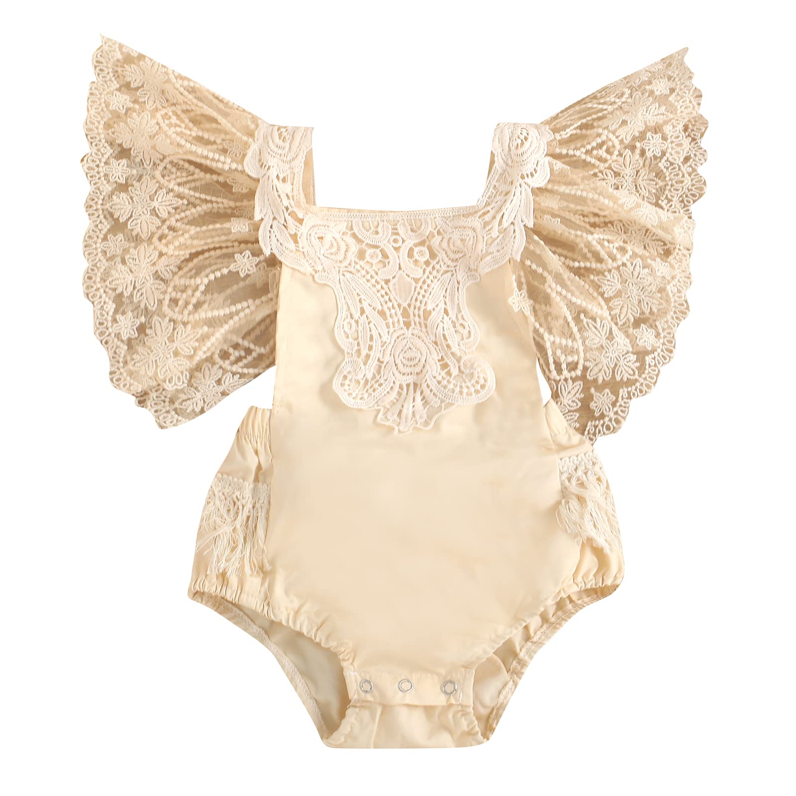 Newborn Baby Girl Lace Romper Outfit - Sleeveless Ruffle Tutu Dress with Backless Design - White Infant Bodysuit Jumpsuit for Photoshoot, Party & Special Occasions