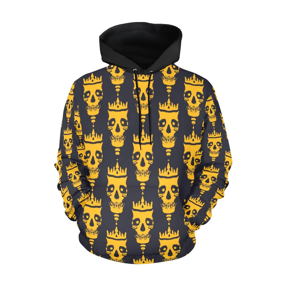 Crowned Skulls Hoodie for Men & Women - Gothic Streetwear Pullover with Skull Design | Perfect for Halloween, Concerts, and Urban Fashion