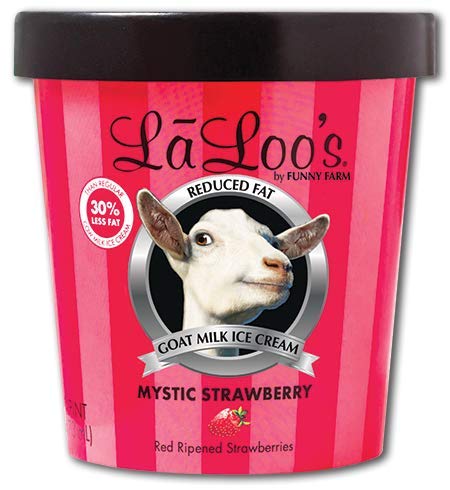 Laloo's Goat Milk Ice Cream - Mystic Strawberry Flavor, 8 Pint Pack (16 oz Each) | Creamy, Lactose-Friendly Frozen Dessert for Parties, Dessert Bars & Healthy Snacking