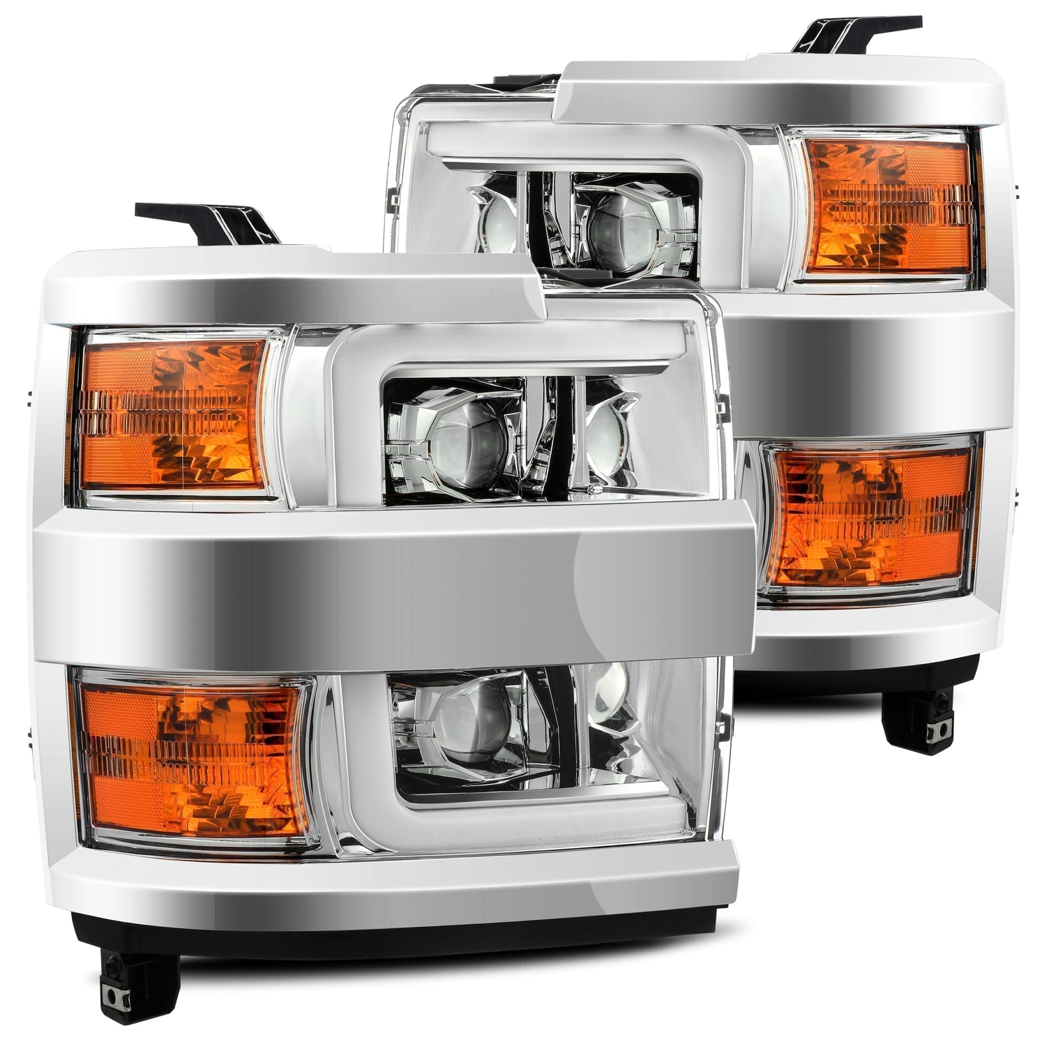 2015-2019 Chevrolet Silverado LED Projector Headlights - Chrome Plank Style with DRL, Sequential Turn Signals & Activation Light | Alpha Rex 880225 | Upgrade for Night Driving & Off-Road Adventures
