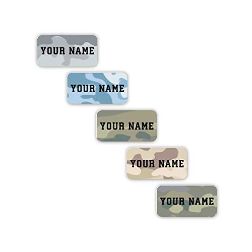 70 Personalized Laundry-Safe Stick-EEZ™ Clothing Labels (Camo Design) - No Sewing Required, Iron-Free, Washer & Dryer Safe - Perfect for Kids' Camp, School & Daycare by Oliver's Labels