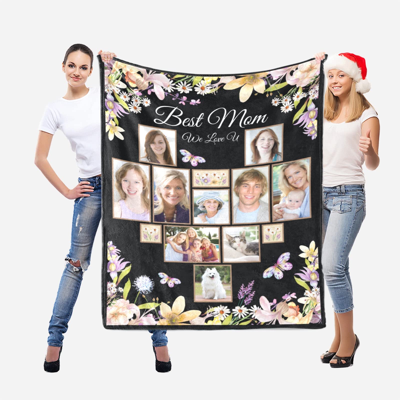 Custom Photo Blanket Personalized with Text & Pictures - 30