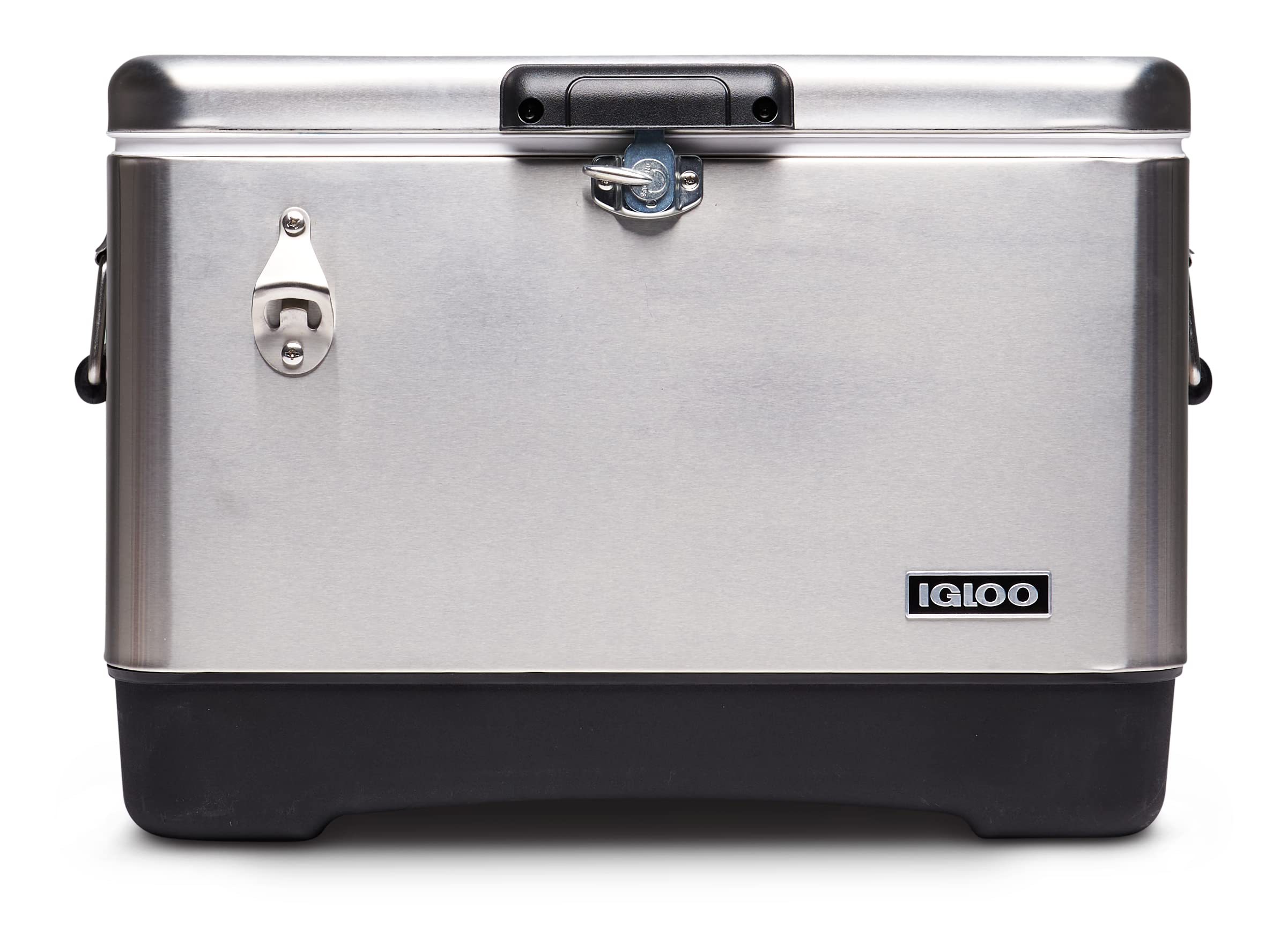 Igloo 54 Qt Steel Belted Legacy Stainless Steel Cooler with Bottle Opener - Heavy Duty Outdoor Cooler for Camping, Beach, Picnics & Tailgating