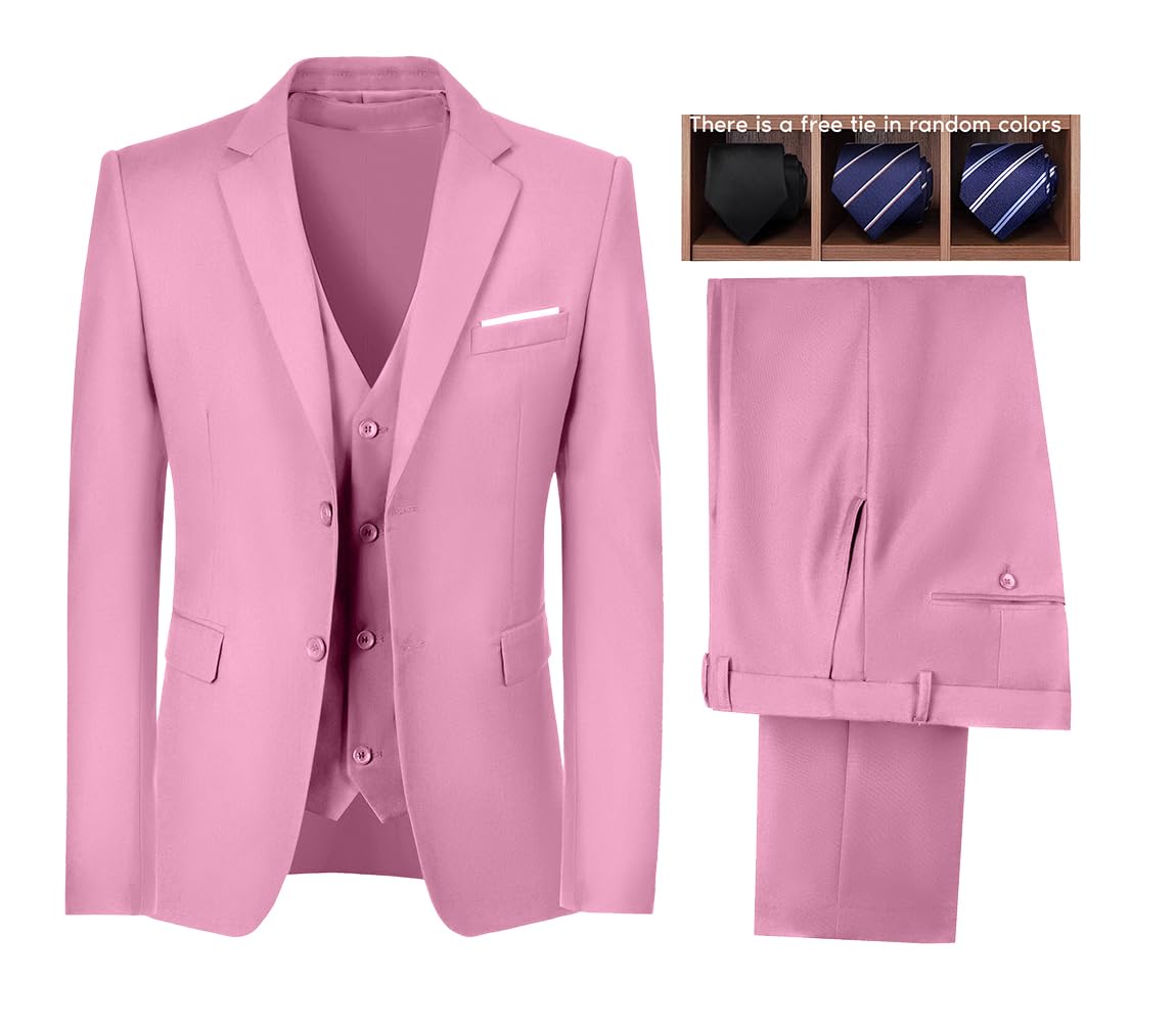 3 Piece Slim Fit Men's Suits for Wedding & Prom | Notch Lapel Tuxedo Jacket, Pants & Vest Set | Formal Groomsmen Attire for Special Occasions