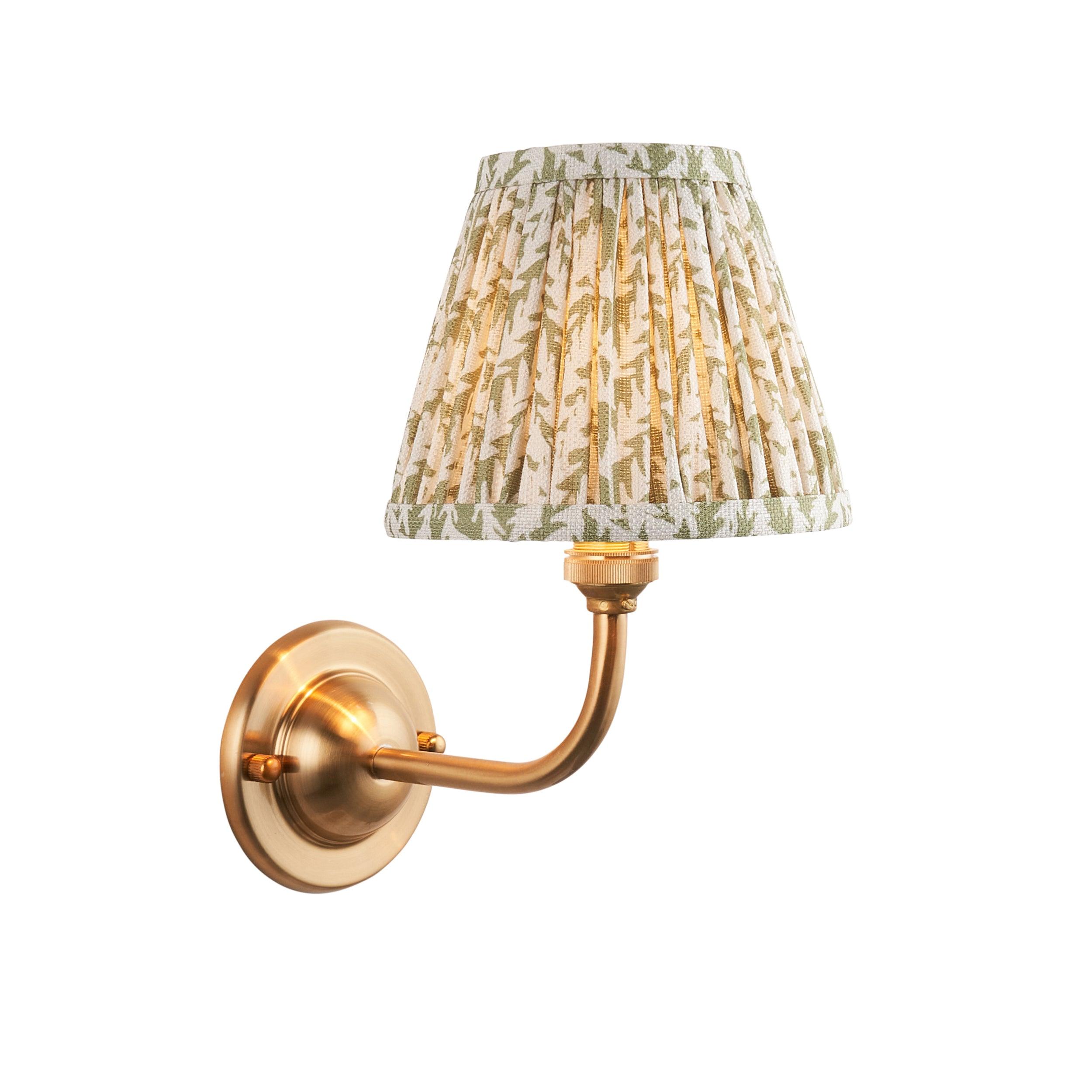 Brass Wall Light with Dome Arc and 16cm Green Leaf Shade - Perfect for Herb Garden, Kitchen, and Indoor Decor