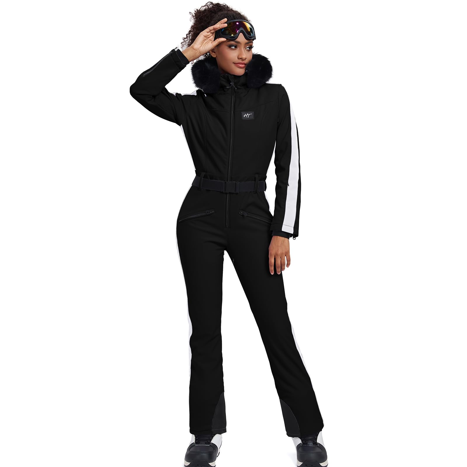 HOTIAN Women's Slim Fit Waterproof Ski Suit - Winter Snowboard Overalls Jumpsuit for Outdoor Snow Sports & Cold Weather Activities