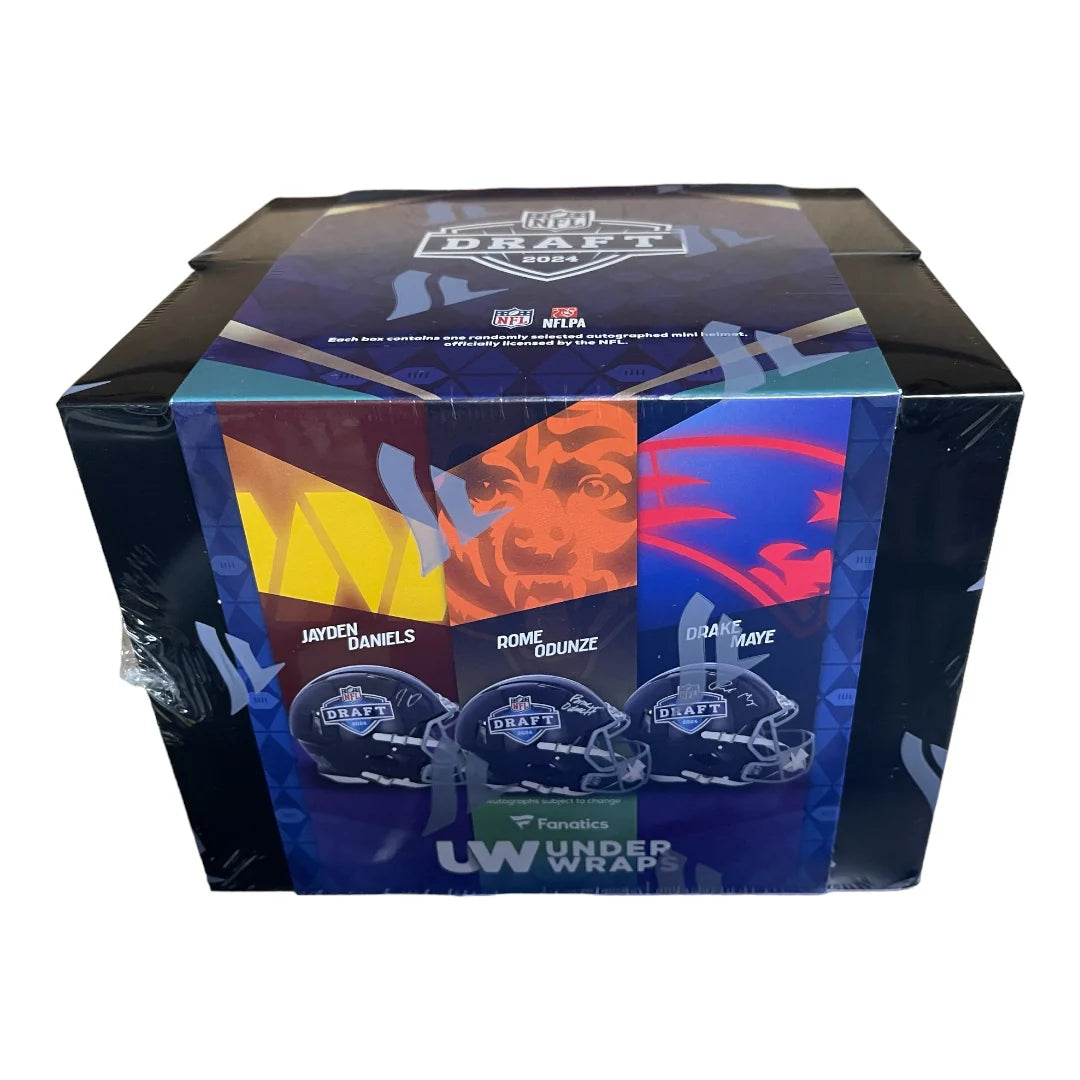 2024 Fanatics Under Wraps NFL Draft Autographed Mini Football Helmet - Collectible Signed Memorabilia for Sports Fans & Gift Ideas - Perfect for Display, Man Cave Decor, and Football Enthusiasts