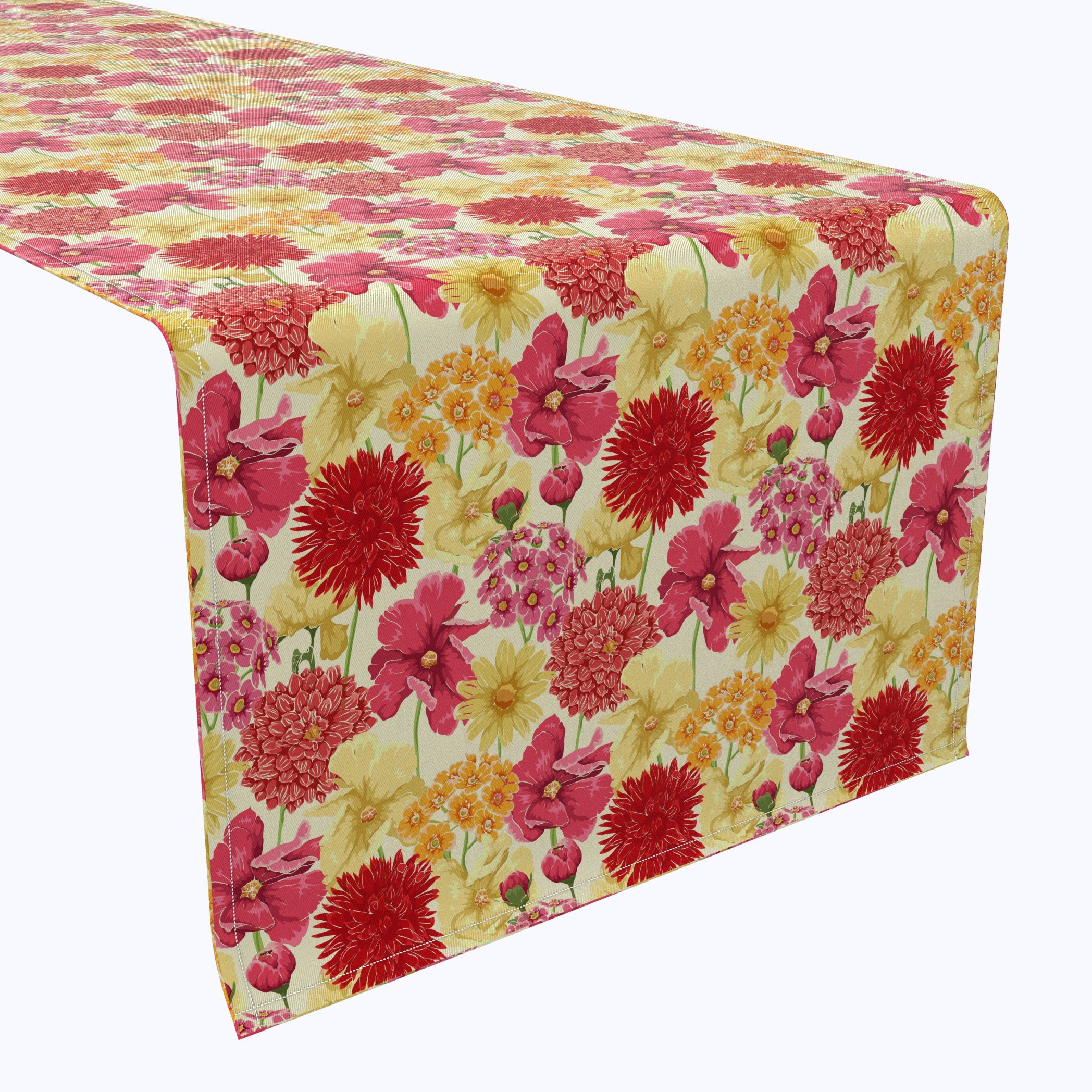 Floral Cotton Table Runner - Elegant 233 Design for Dining Room Decor, Wedding, Party & Home Decoration