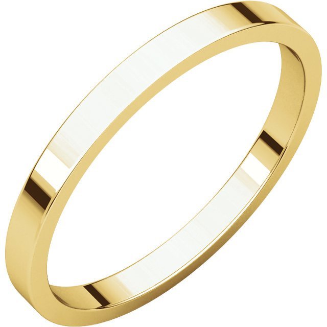 14K Gold 2mm Flat Wedding Band for Women - Elegant & Durable Ring for Brides, Anniversaries, and Everyday Wear