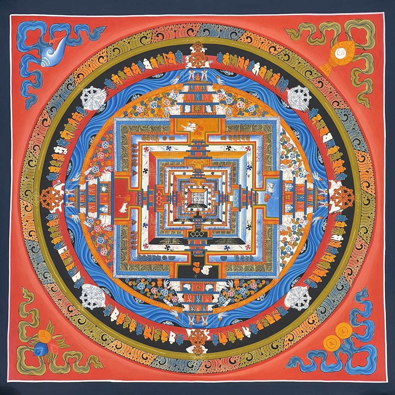 Authentic Kalachakra Mandala Tibetan Thangka Painting - Handmade Buddhist Wall Art for Meditation & Home Decor | Perfect for Yoga Studios, Spiritual Spaces & Gift Giving
