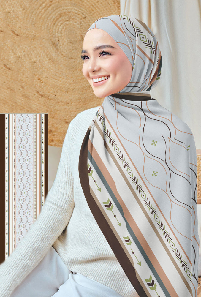 Elizaveta Printed Chiffon Hijab Scarf - Lightweight Muslim Headscarf for Women - Elegant Floral Design - Perfect for Daily Wear, Prayer, and Special Occasions