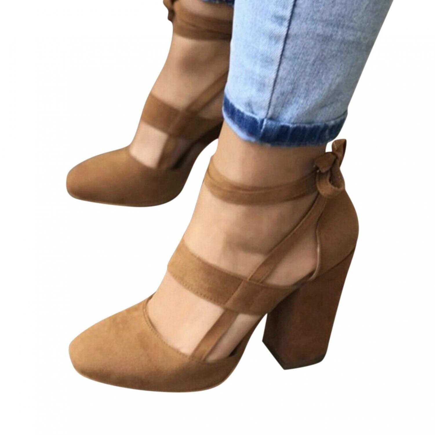 Women's Chunky Heel Sandals - Dressy Summer Platform Wedge Sandals with Clear Strappy Design & Zip Closure | Perfect for Beach Weddings, Date Nights & Vacation Outfits