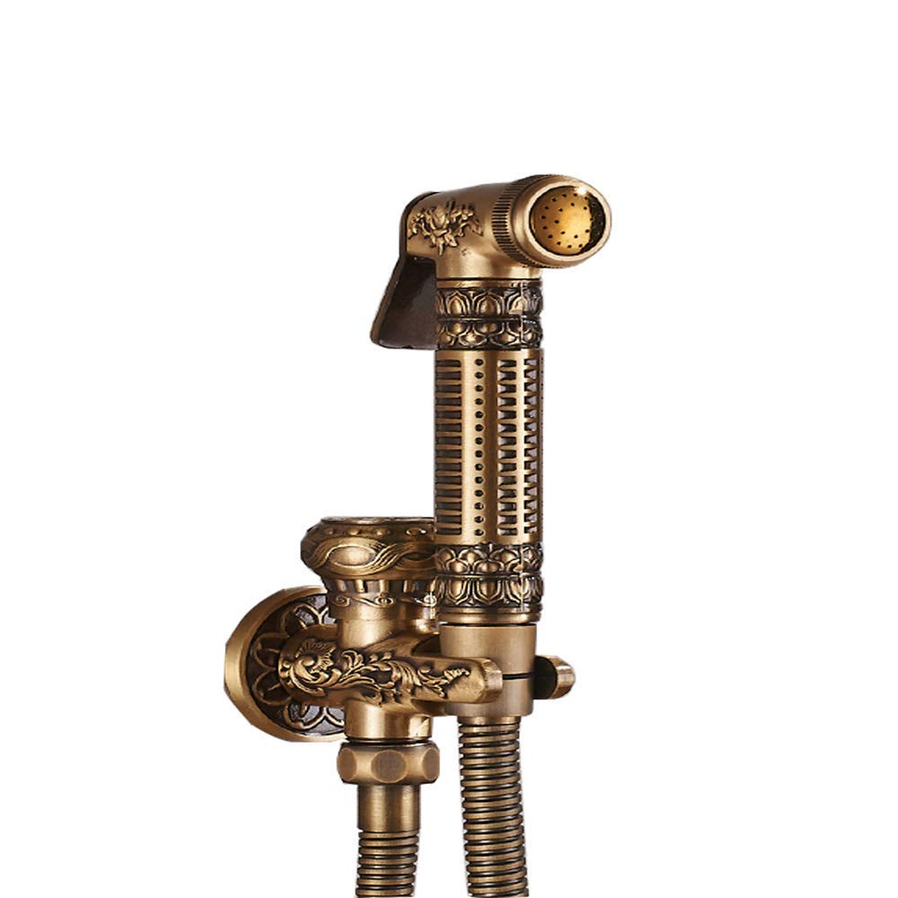 OMOONS Antique Style Bathroom Faucet Hand Shower & Toilet Sprayer Kit - Hygienic Bidet Attachment for Personal Cleaning, Baby Diaper Washing & Pet Care - Perfect for Modern & Vintage Bathrooms (Brass Finish)
