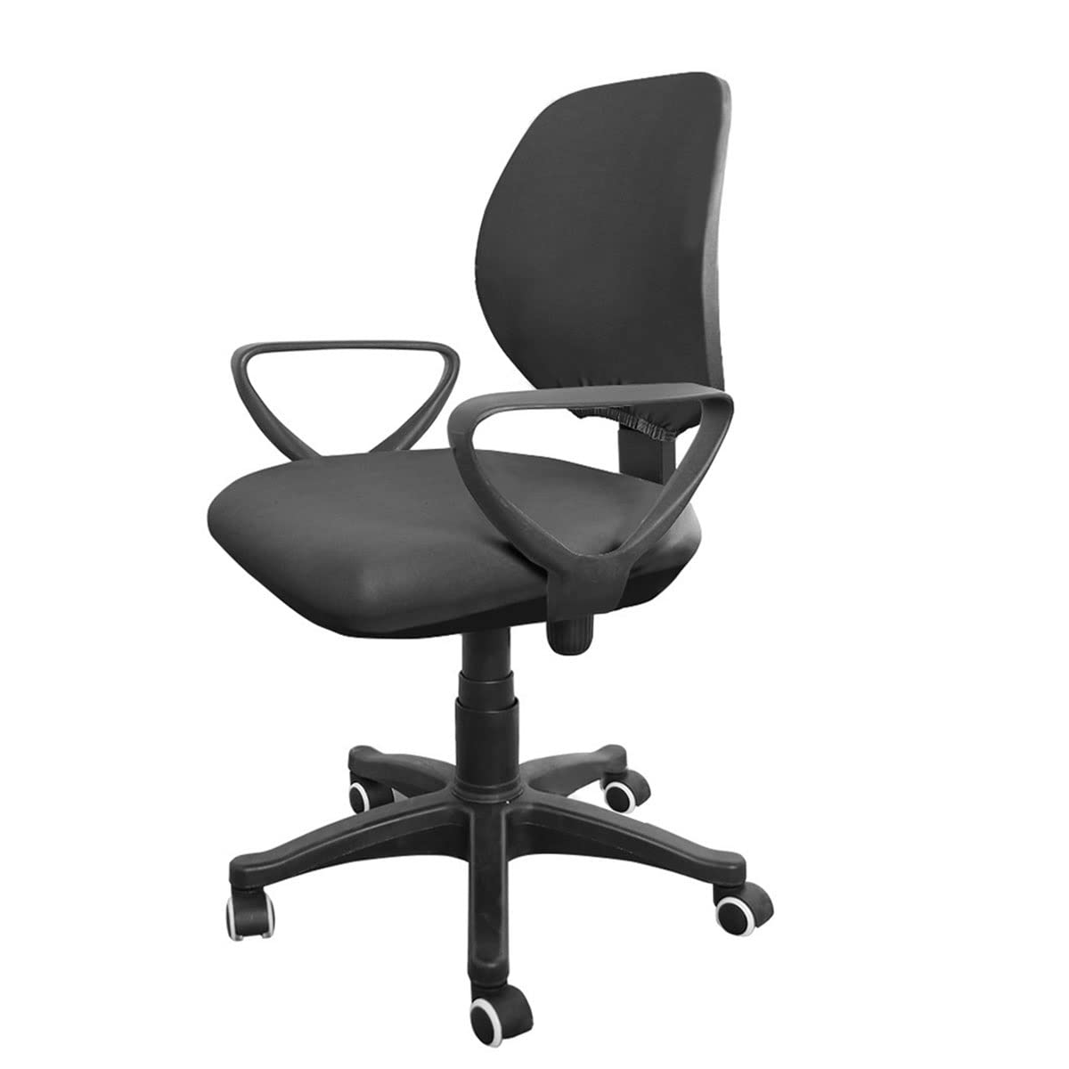 Black Split Rotating Desk Chair Slipcover - Removable Stretch Polyester Office Chair Cover for Swivel & Armrest Chairs - Computer Chair Protector - Perfect for Home Office, Gaming & Workspace Use