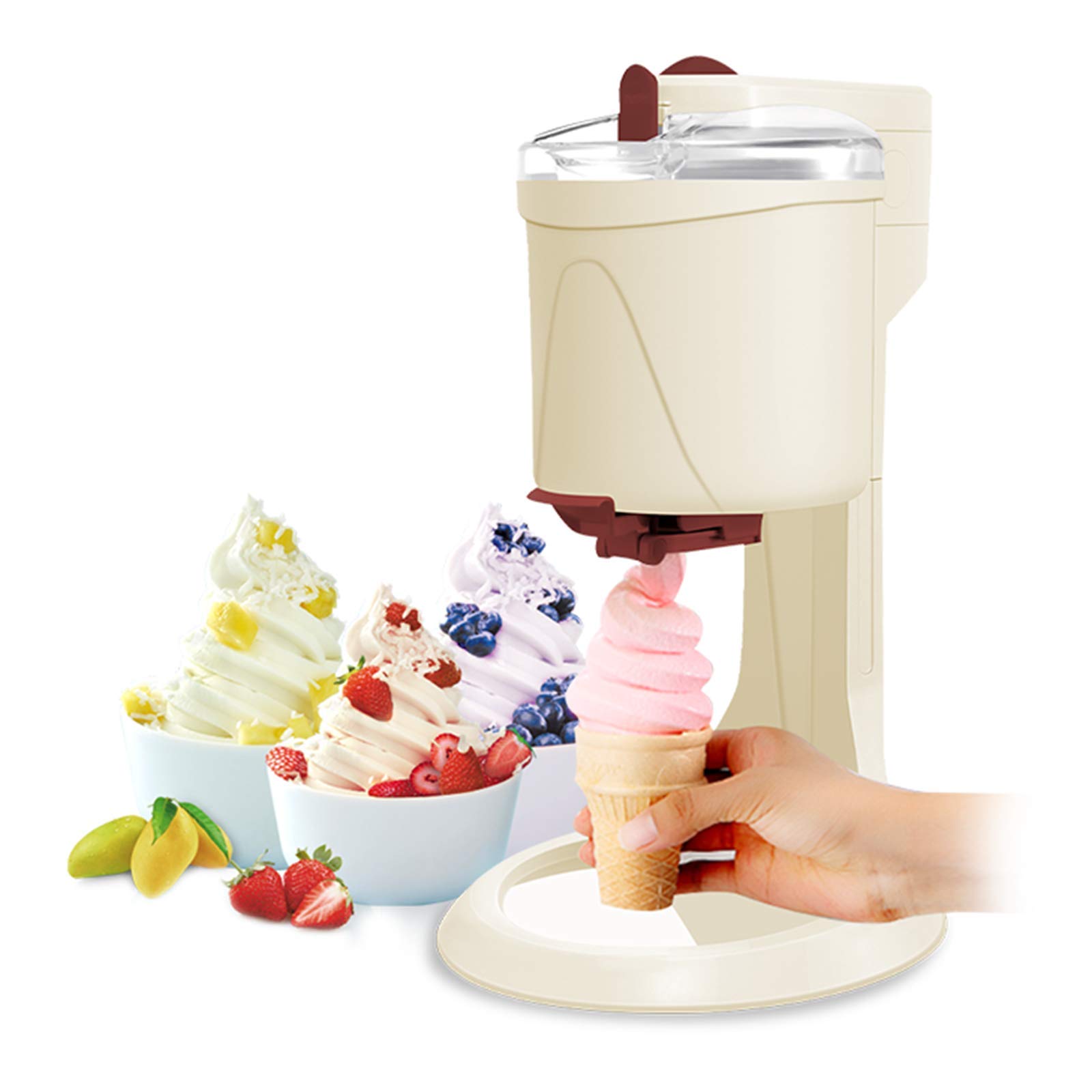 Commercial Soft Serve Ice Cream Machine with Compressor - Food Grade Aluminum Foil Frozen Yogurt & Slush Maker for Home & Business Use - Perfect for Parties, Dessert Shops & Frozen Treats