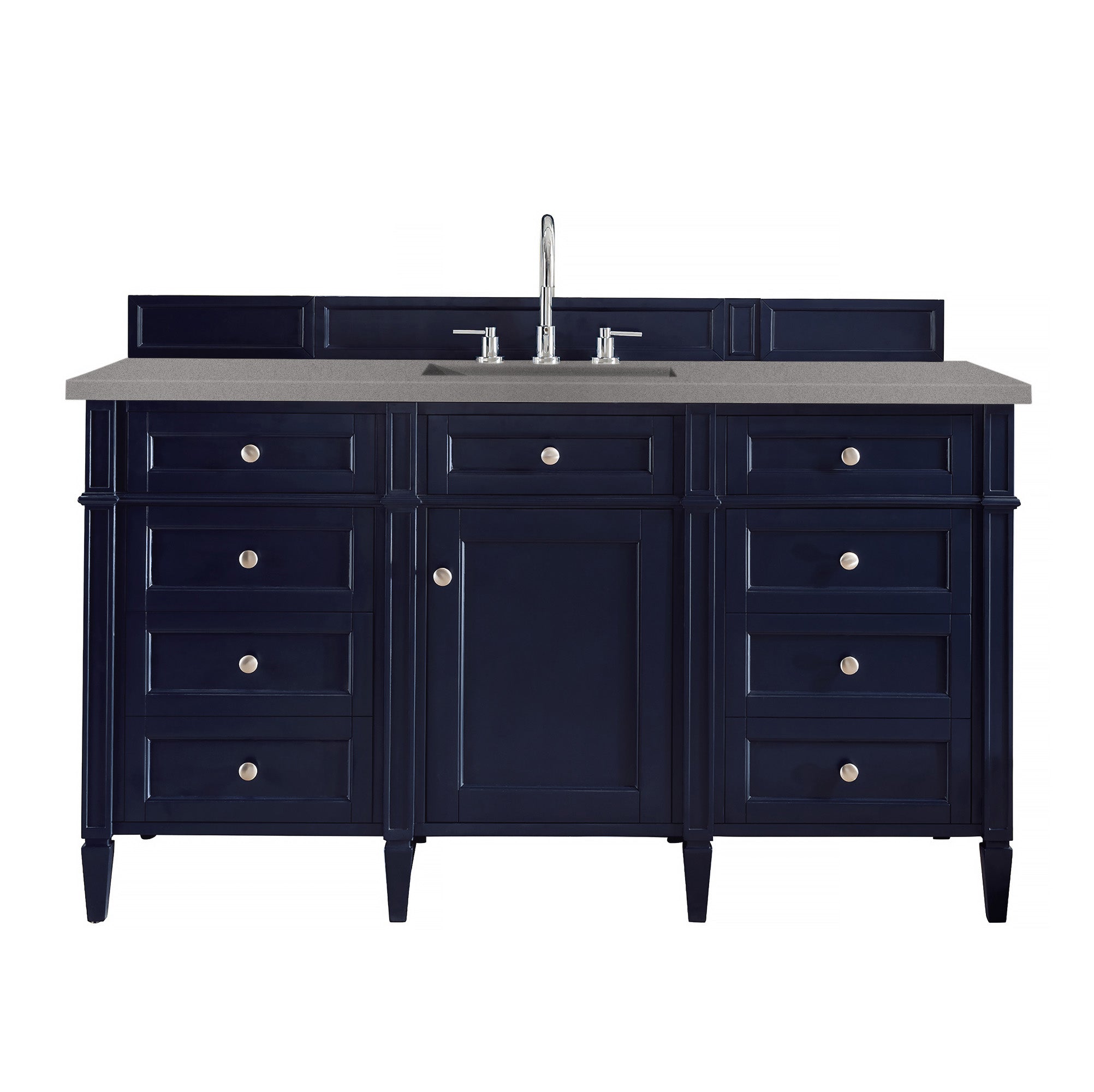 Brittany 60 Inch Victory Blue Single Bathroom Vanity with 3CM Gray Expo Quartz Countertop - Perfect for Modern Master Bathrooms & Guest Bathroom Renovations