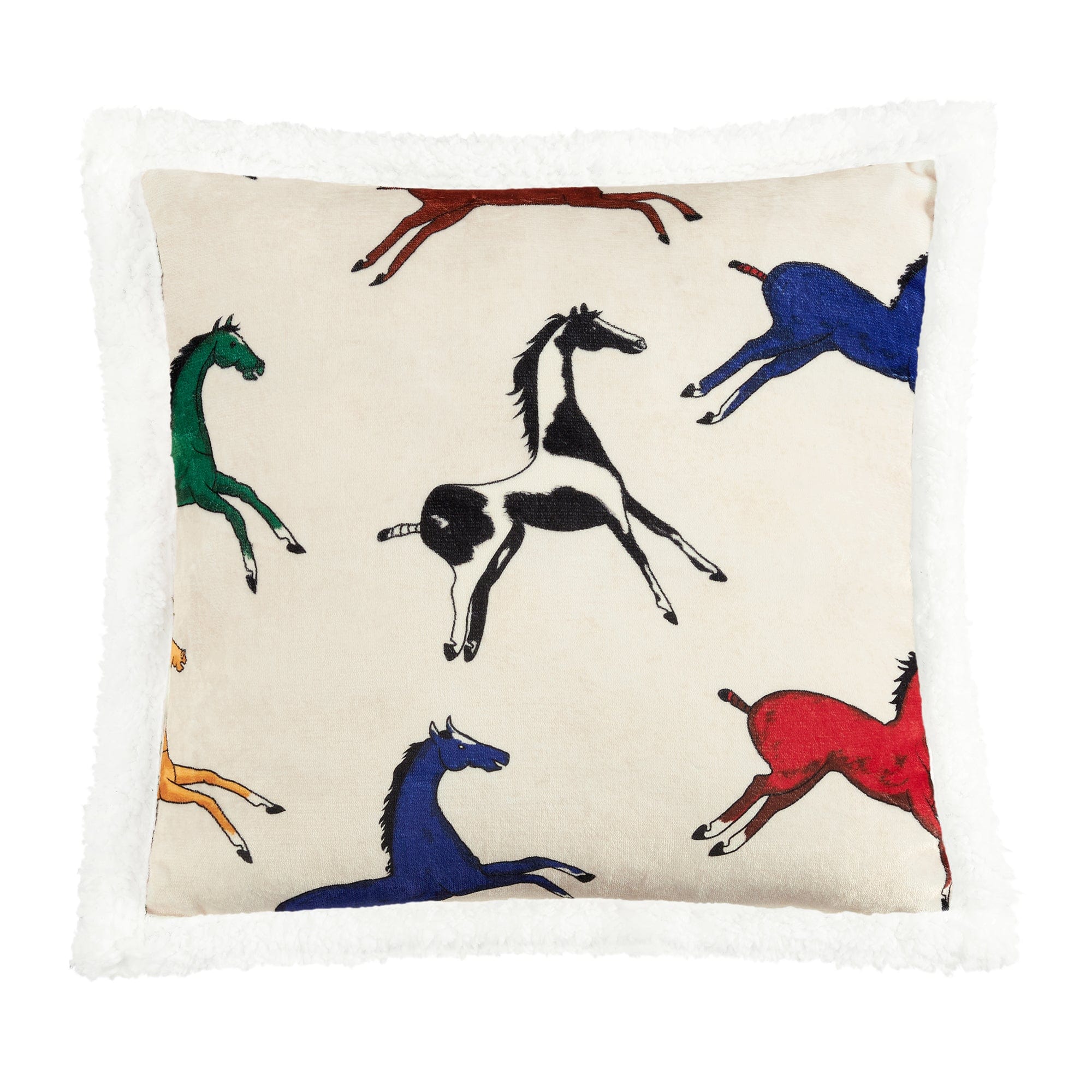 Wild Horses Campfire Sherpa Pillow - Soft Flannel & Fleece Throw Pillow Cover for Couch, Bed & Home Decor - Cozy Winter & Fall Decorative Accent