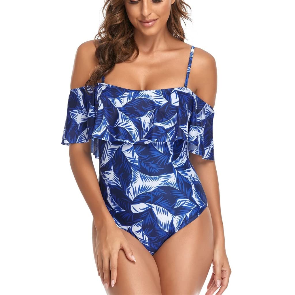 Sexy Plus Size One Piece Swimsuit for Women - Push Up Bathing Suit with High Coverage, Blue (Mcode) | Perfect for Beach Vacations, Pool Parties & Summer Getaways