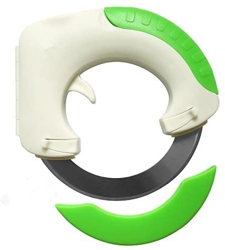 JWDS Circular Rolling Knife - Ergonomic Multi-Purpose Cutting Tool for Meat, Vegetables, Pizza & Salad Prep | Comfortable Wrist Protection | Perfect for Kitchen, Camping & Food Preparation