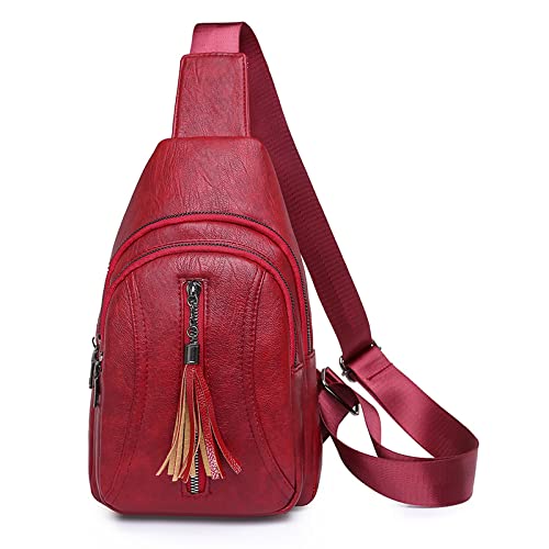 INICAT Fashionable Fanny Pack for Women & Men - Cute Small Crossbody Sling Bag, Waist Pack & Purse Backpack (Style01-Red) - Perfect for Travel, Hiking, Running & Daily Use