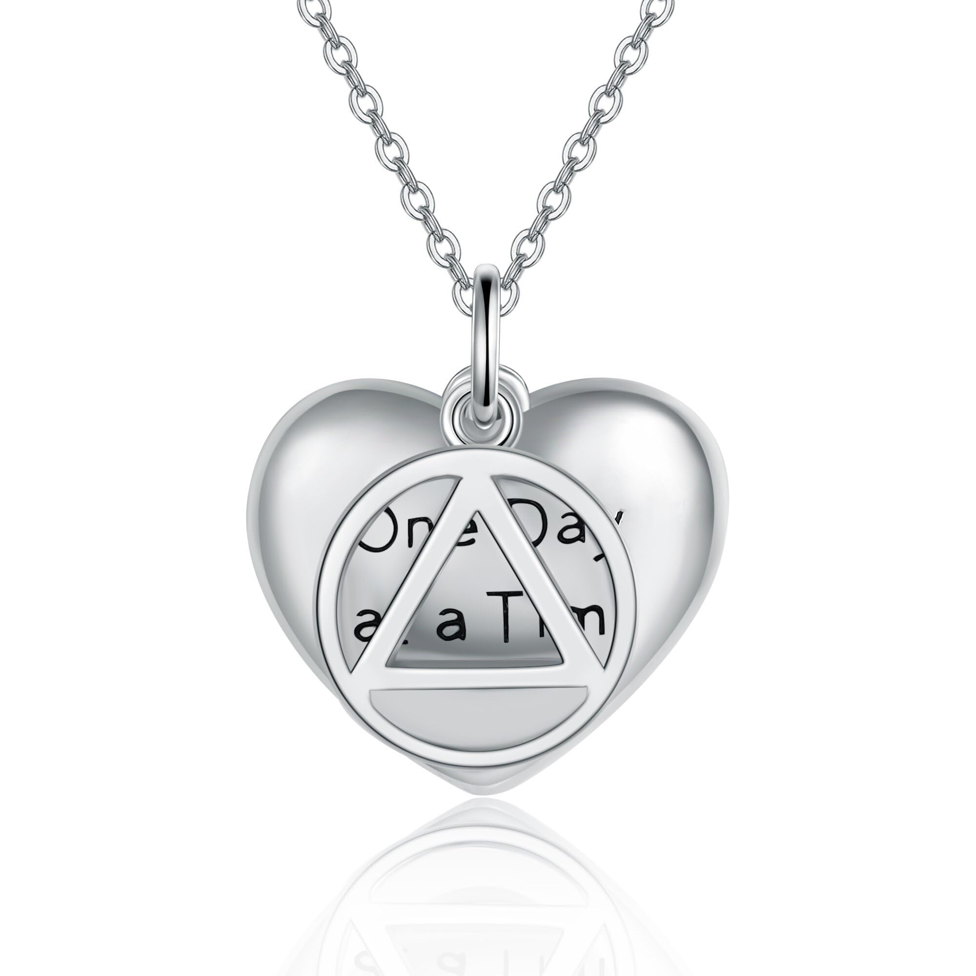 YAFEINI AA NA Recovery Necklace - Sterling Silver Alcoholics Anonymous Sobriety Jewelry with Crescent Crystal for Women & Men - Perfect for 12-Step Meetings, Gifts & Daily Wear