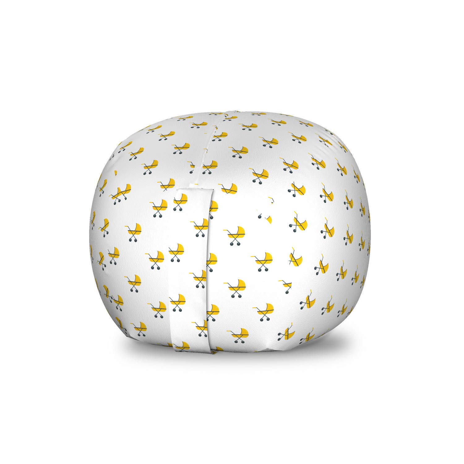 Ambesonne Grey Yellow Toy Storage Bag Chair - Washable Stuffed Animal Organizer for Kids Room