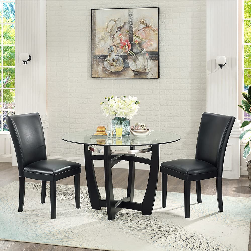 Breathable Black Leather Dining Chair - Comfortable Kitchen & Dining Room Furniture for Home, Office, Restaurant | Perfect for Everyday Meals, Entertaining Guests & Relaxing