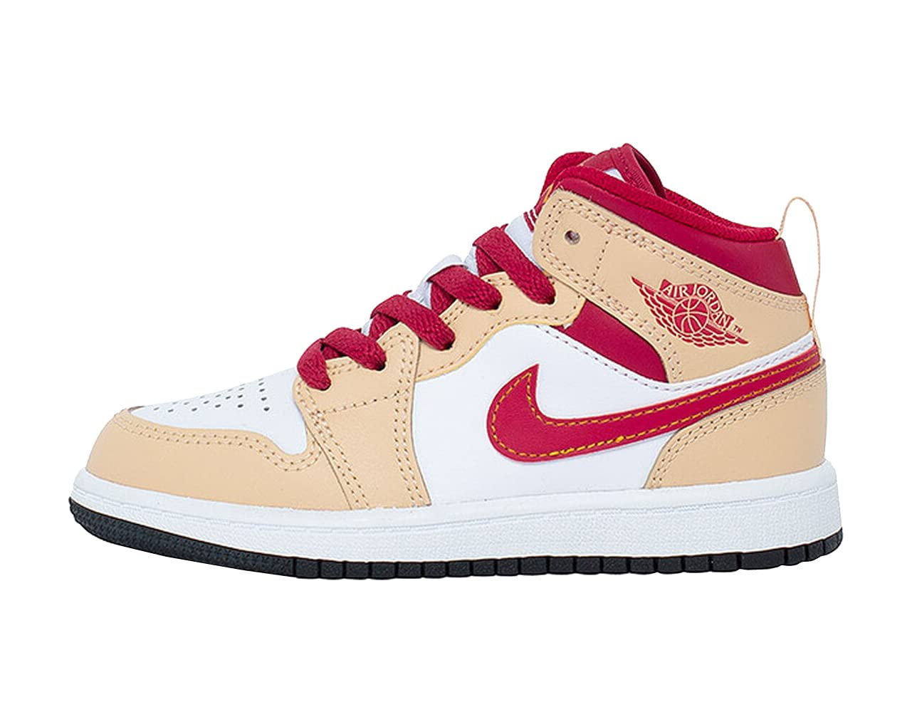 Kids' Air Jordan 1 Mid Sneakers - White Onyx/Light Curry-White (640734-201) | Basketball Shoes for Boys & Girls | Perfect for School, Play & Sports