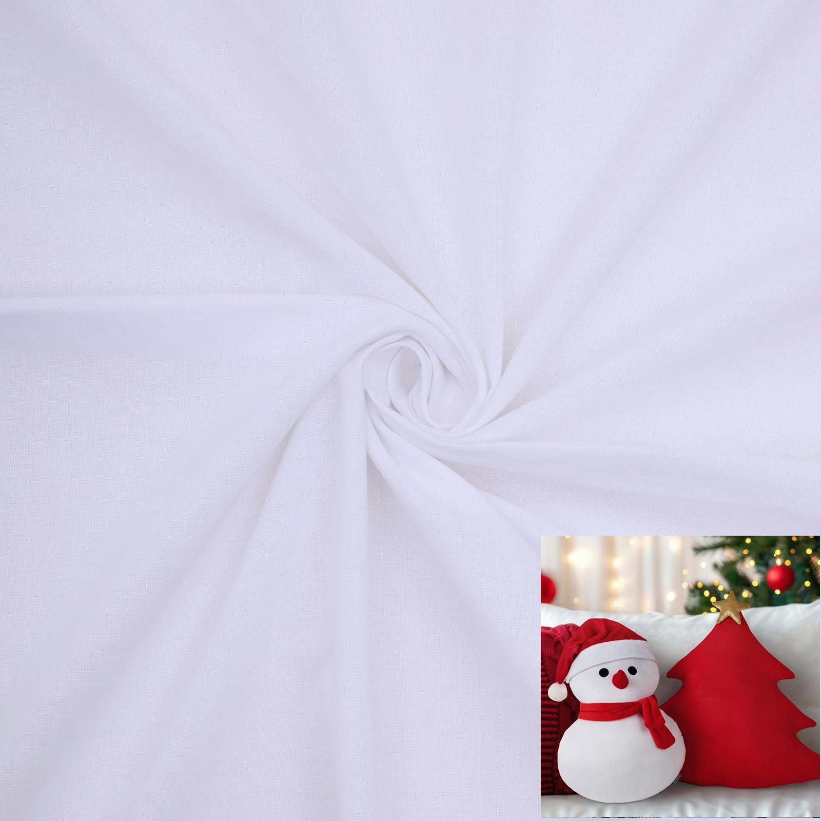 Premium White Christmas Muslin Cotton Fabric - 3 Yards for DIY Sewing, Quilting & Draping | Bleached Cotton Fabric by The Yard | Perfect for Holiday Crafts, Home Decor & Gift Wrapping