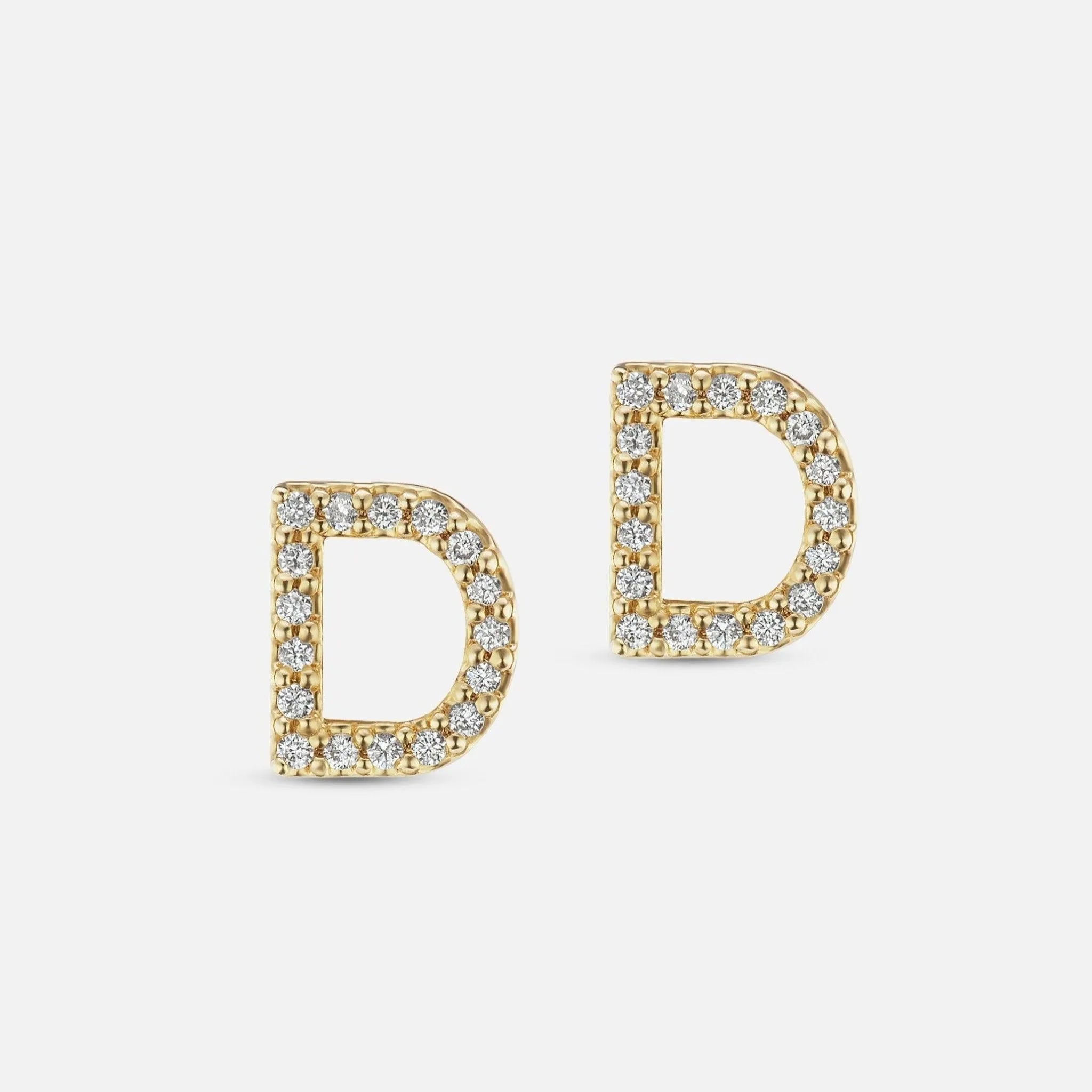 14K Gold Diamond Initial Earrings for Women - Personalized Name Letter Stud Earrings - Perfect Gift for Birthday, Anniversary, Valentine's Day