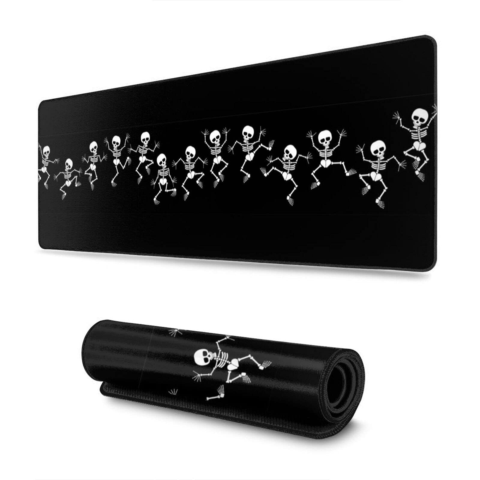 Premium XL Gaming Mouse Pad 31.5x11.8 Inch - Extra Large Non-Slip Desk Mat with Stitched Edges & Rubber Base - Perfect for PC Gaming, Office Work, and Home Computer Setup - Cool Skeleton Design