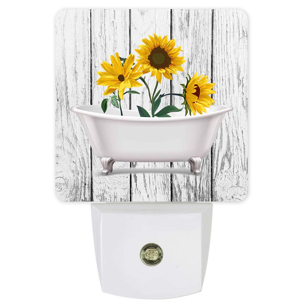 Dimmable LED Night Light with Auto Sensor - Sunflower Wall Lamp for Bedroom, Bathroom, Nursery, Hallway & Stairs | Energy-Efficient Plug-in Nightlight for Safe Nighttime Navigation & Cozy Decor