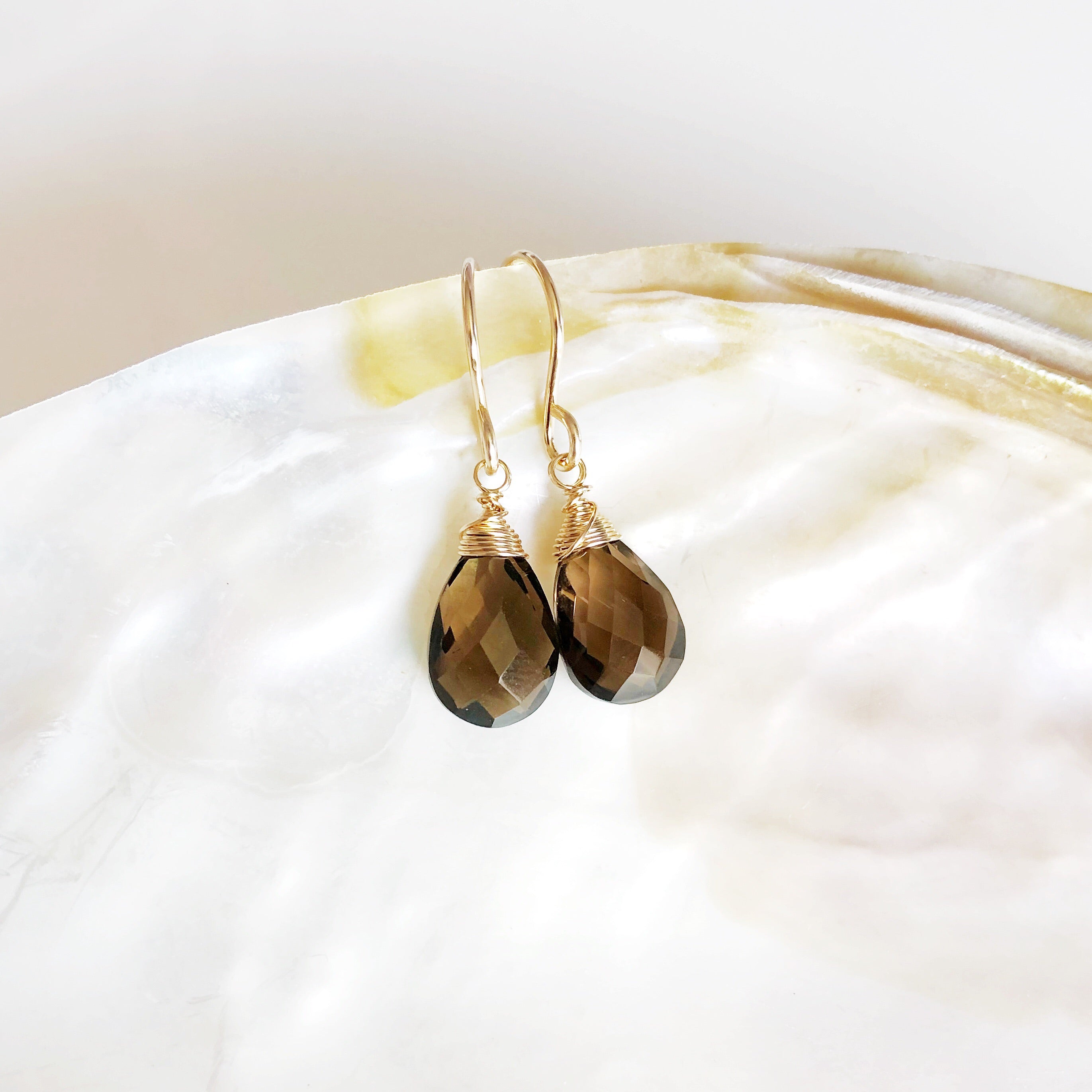 Nalani Smoky Quartz Earrings (E245) - Elegant Dangle Earrings for Women, Perfect for Parties, Weddings & Evening Events