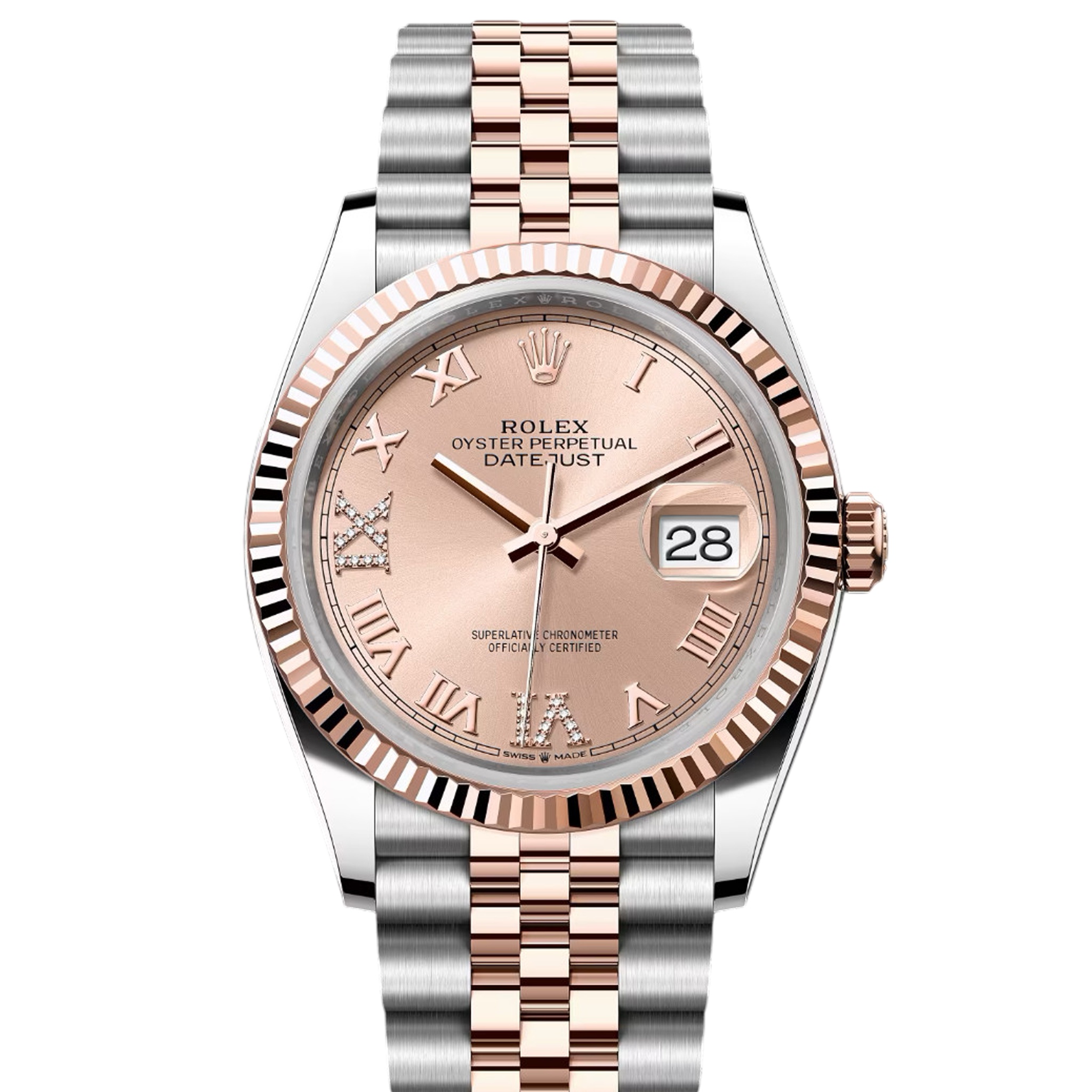Rolex Datejust 126231 36mm Men's Watch - Rose Gold, Roman Numerals, Diamond Markers, Jubilee Bracelet - Perfect for Business Meetings & Luxury Events