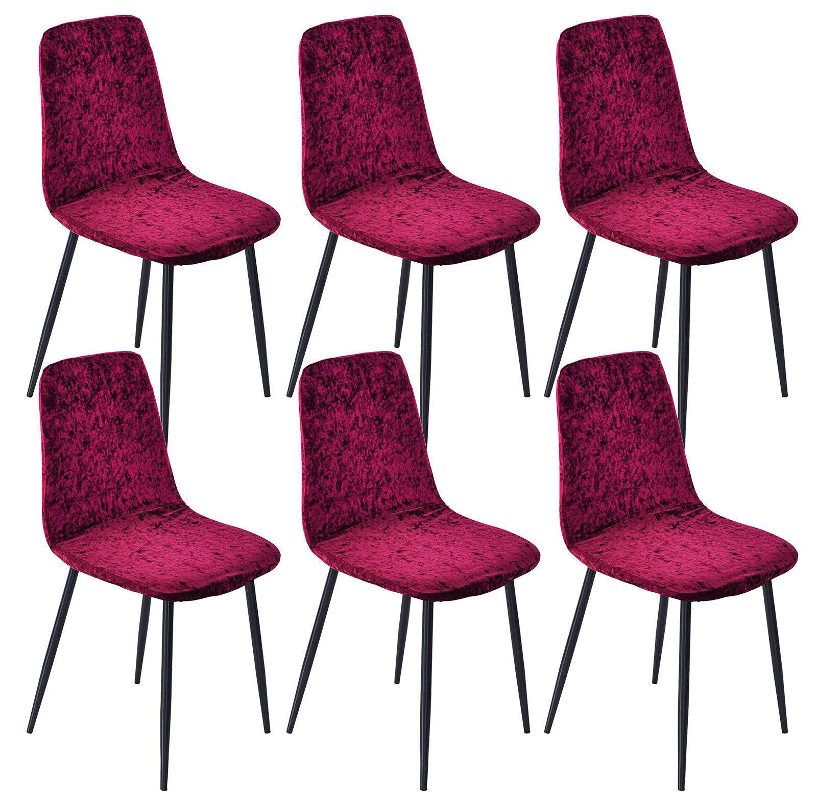 Stretch Velvet Dining Chair Covers Set of 6 - Plush Elastic Armless Slipcovers for Kitchen, Dining Room & Cafe - Scandinavian Style Chair Protectors (Wine Red, 6 Pieces) | Perfect for Home Decor, Restaurant Seating & Special Occasions