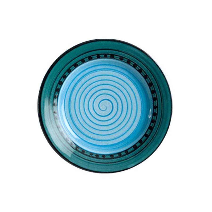 4-Piece Dinner Plate Set - Blue & Green Carousel Pattern for Everyday Dining, Parties & Special Occasions
